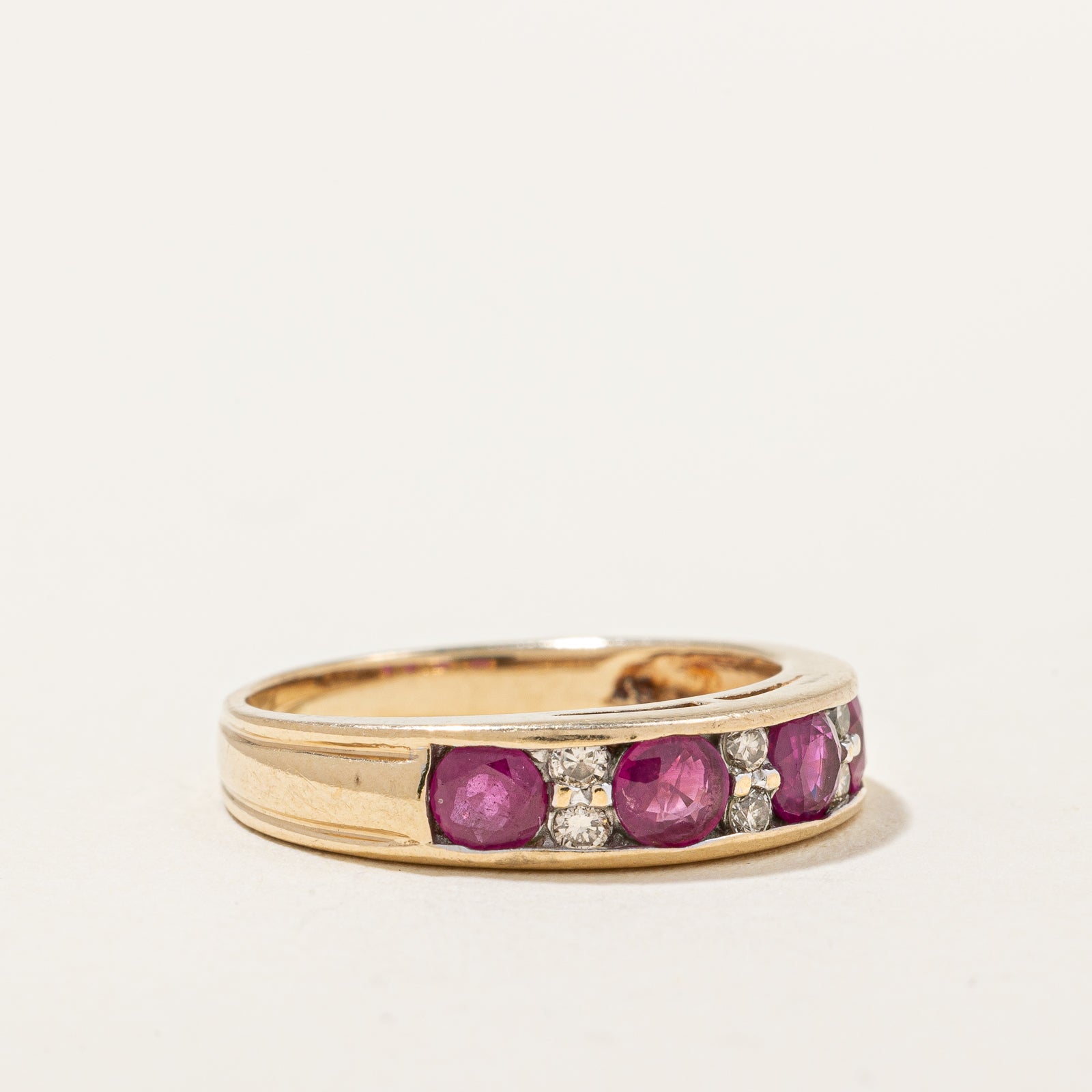 Exquisite Ruby & Diamond Channel Set Band Ring - 0.80ctw Ruby & 0.12ctw Diamond - Size 6 - Perfect for Anniversary Gifts, Valentine's Day & Special Occasions