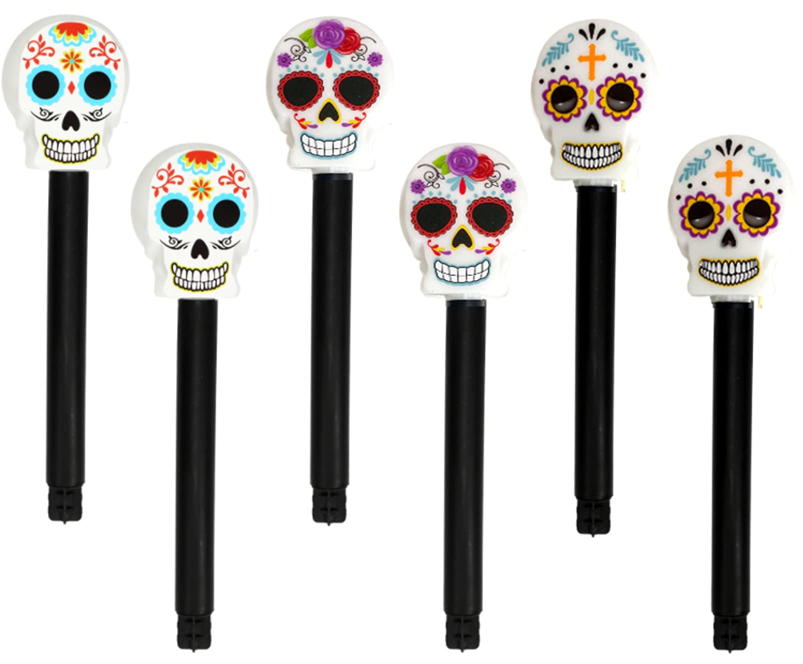 Charmed By Dragons Halloween Solar Pathway Stake Lights - Day of The Dead Sugar Skull Yard Decorations (Set of 6) for Spooky Outdoor Decor & Garden Party Lighting