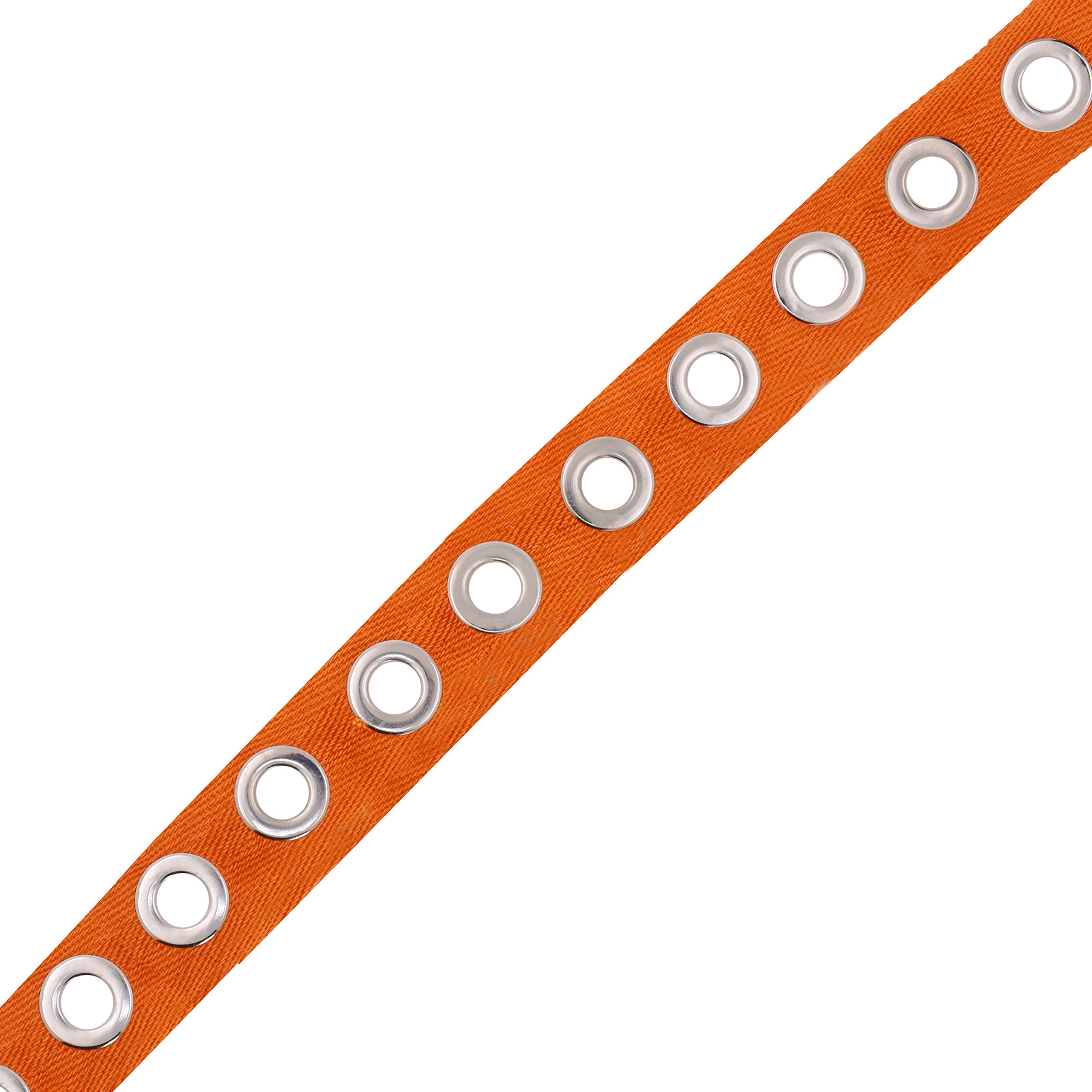 Mandala Crafts Silver Metal Eyelet Trim with Grommets - 3/4 Inch Orange Eyelet Grommet Tape for Sewing - 4mm Cotton Twill Tape by The Yard (3 YDs) - Perfect for DIY Clothing, Handbags, and Home Decor Projects
