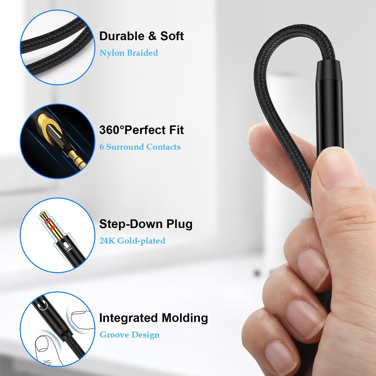 Premium 3.5mm PC Headset Splitter Cable - Mic & Audio Y Adapter for Gaming Headsets (Astro A10/A40, HyperX Cloud, SteelSeries, Sennheiser, Razer) - Perfect for Streaming, Online Meetings & Multi-Device Gaming Setups