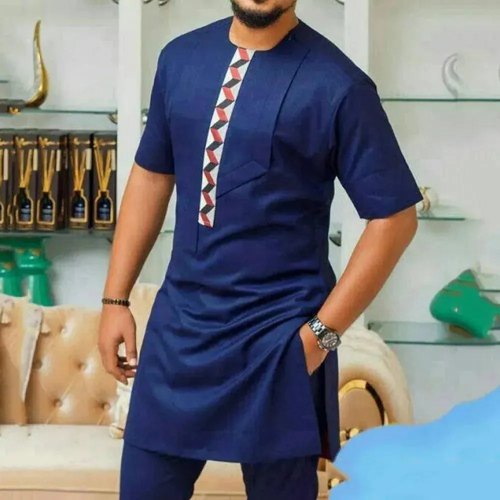 Stylish Men's Graphic Print Cotton Two Piece Outfit Set - Casual Lounge & Streetwear Fashion for Everyday Wear