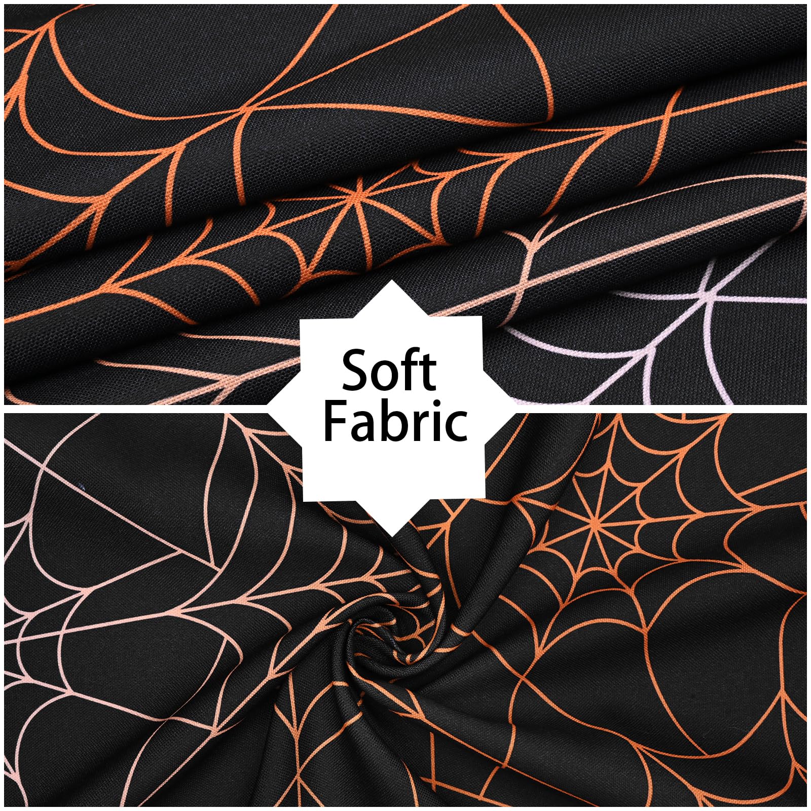 BLEUM CADE Halloween Ombre Kitchen Curtains 36 Inch - Spider Web Design Black & Orange Gradient Thermal Insulated Rod Pocket Window Curtains for Halloween Party Decor, Kitchen, Living Room & Bedroom
