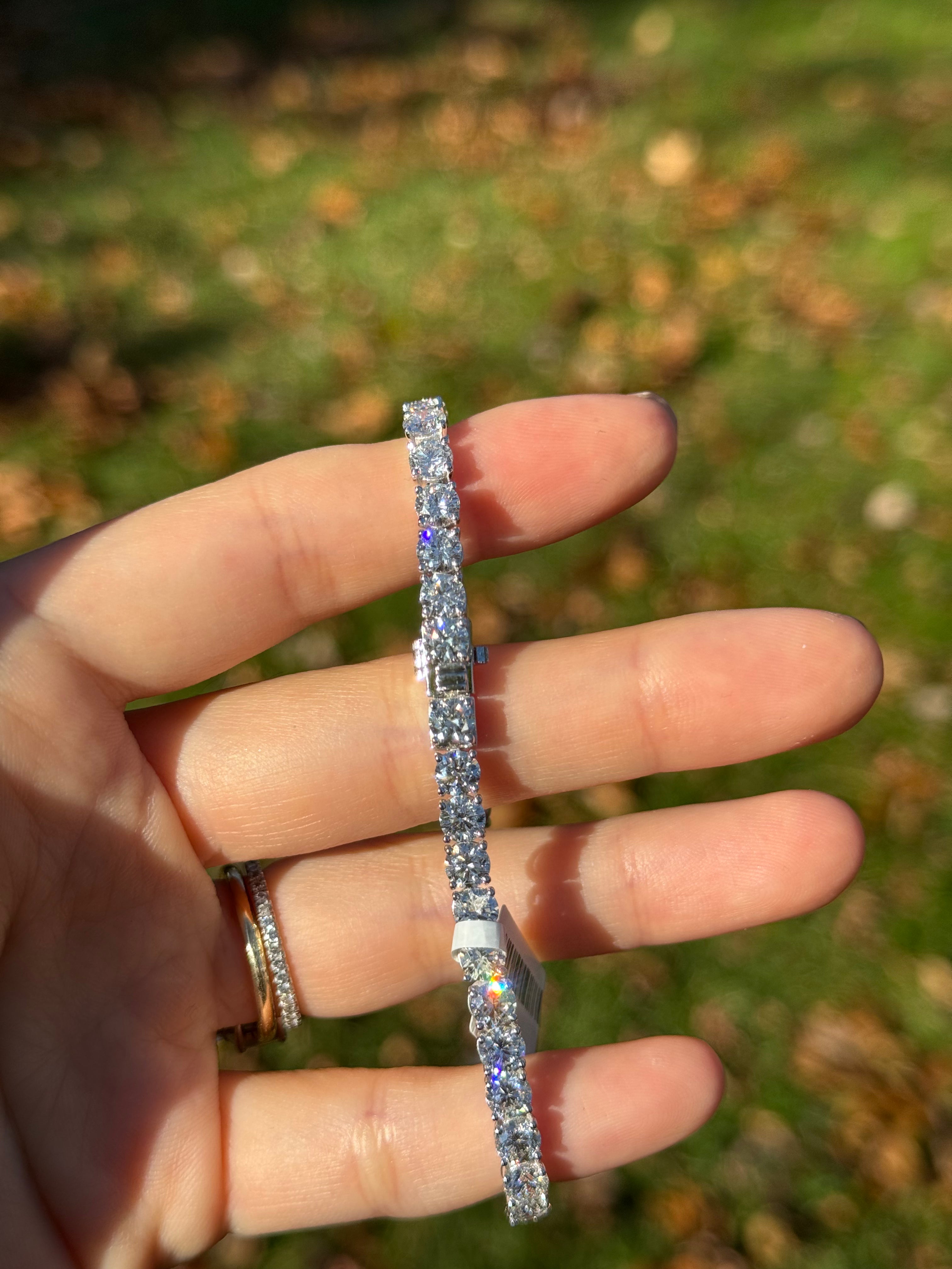 14K Lab-Grown Diamond Tennis Bracelet - 11.57ct EF VVS/VS Clarity, 7 Inches, Elegant Jewelry for Women, Perfect for Weddings, Anniversaries & Special Occasions