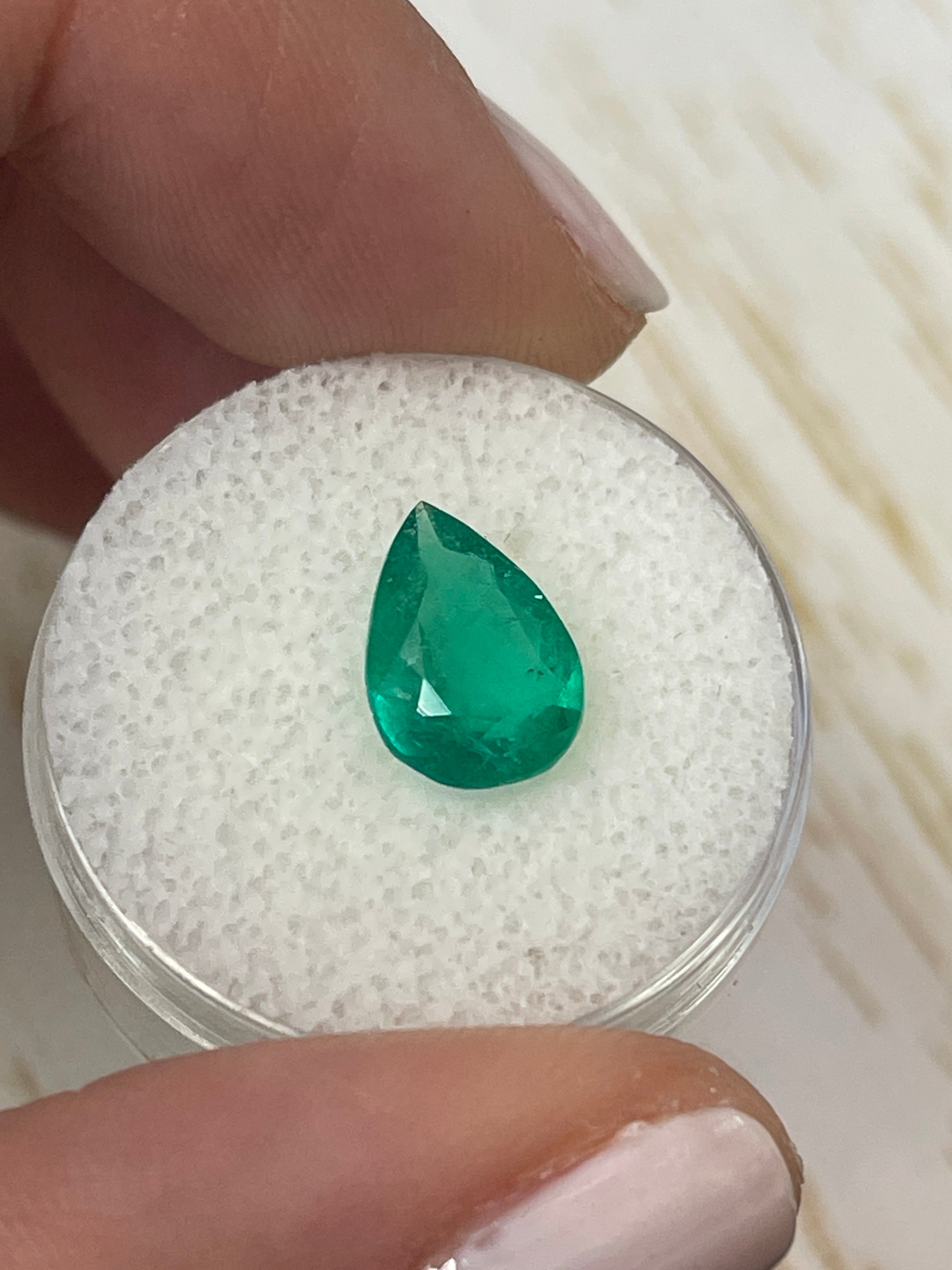 1.87 Carat Vivid Green Natural Loose Colombian Emerald Pear Cut Gemstone for Jewelry Making & Engagement Rings