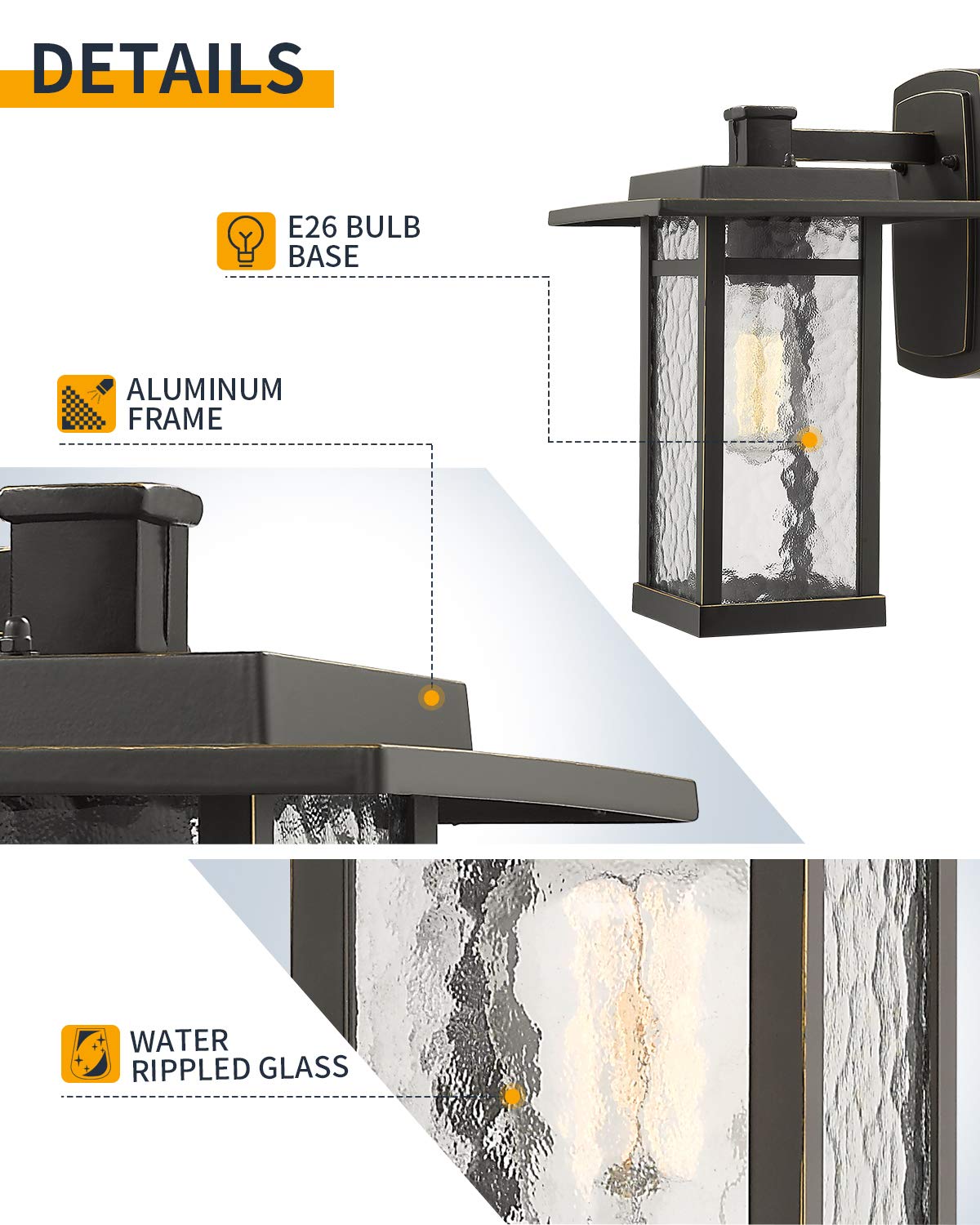 Beionxii 14inch Outdoor Wall Lights - Dusk to Dawn Exterior Porch Lighting Fixtures for House Front Door, Garage, Patio - Oil Rubbed Bronze Finish - Weatherproof & Energy Efficient (2 Pack) - Perfect for Home Security and Landscape Illumination