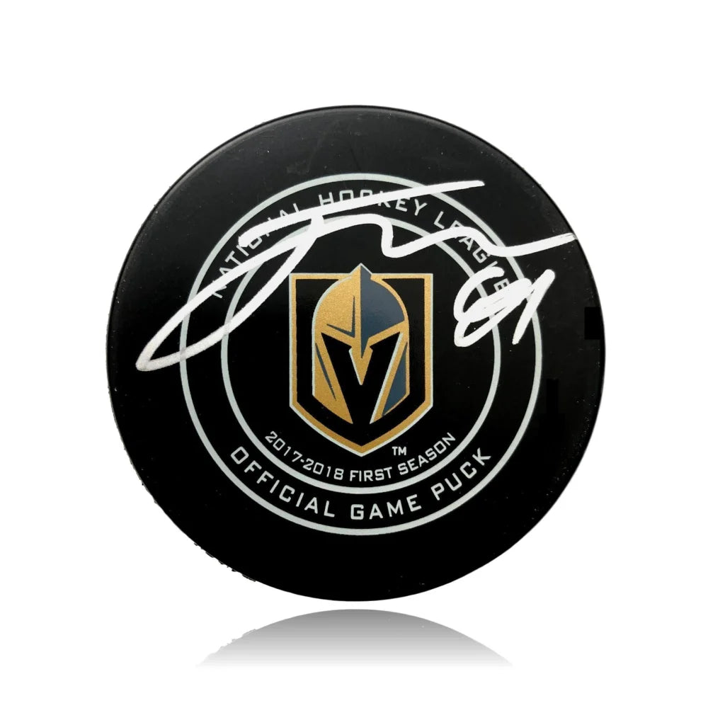 Jonathan Marchessault Autographed Vegas Golden Knights 1st Season Game-Used Puck - BAS Certified - VGK Memorabilia - Perfect for NHL Fans & Collectors