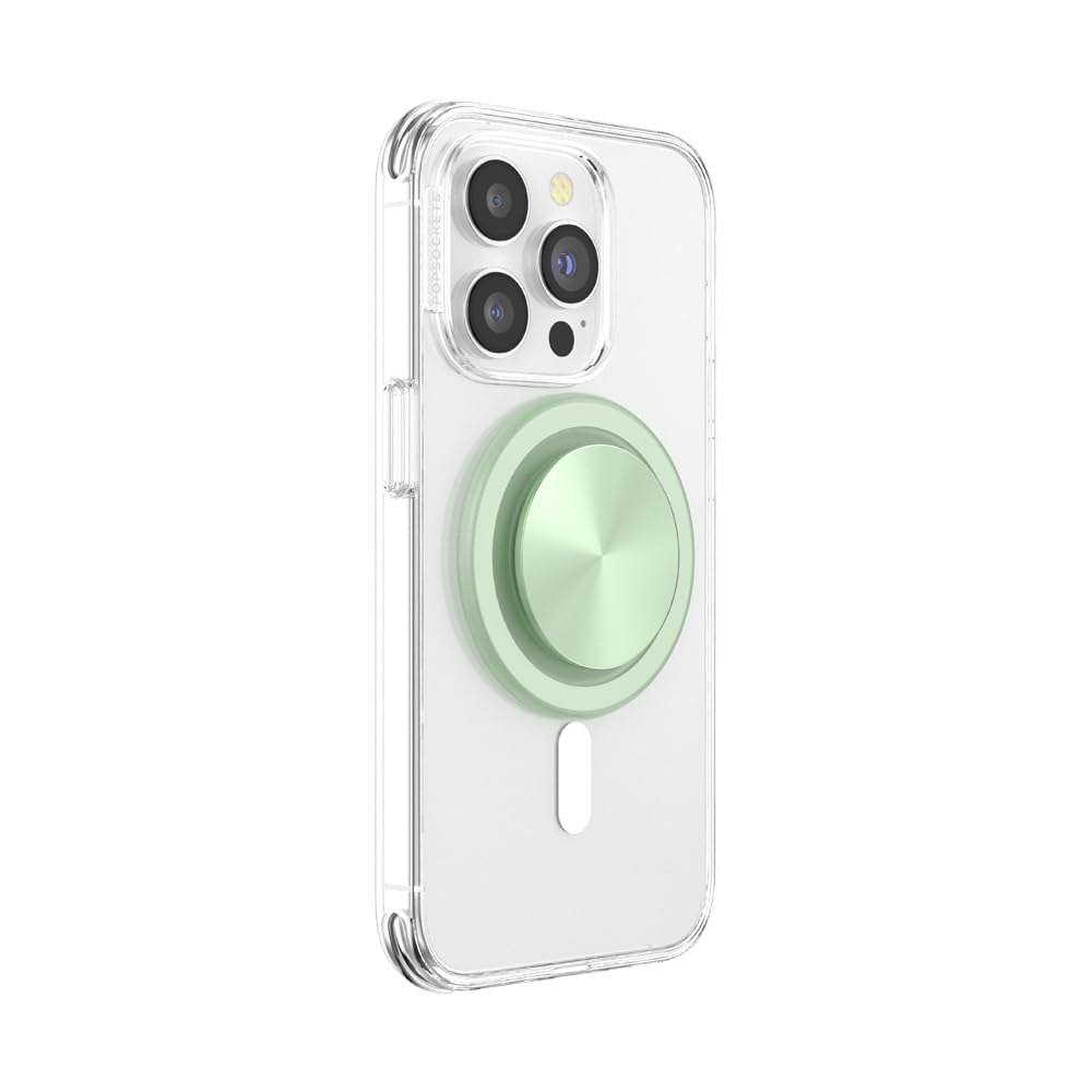 PopSockets MagSafe® Compatible Phone Grip with Adapter Ring - Aluminum Honeydew Phone Holder for Wireless Charging | Perfect for iPhone 12/13/14, Everyday Use & Travel Accessories