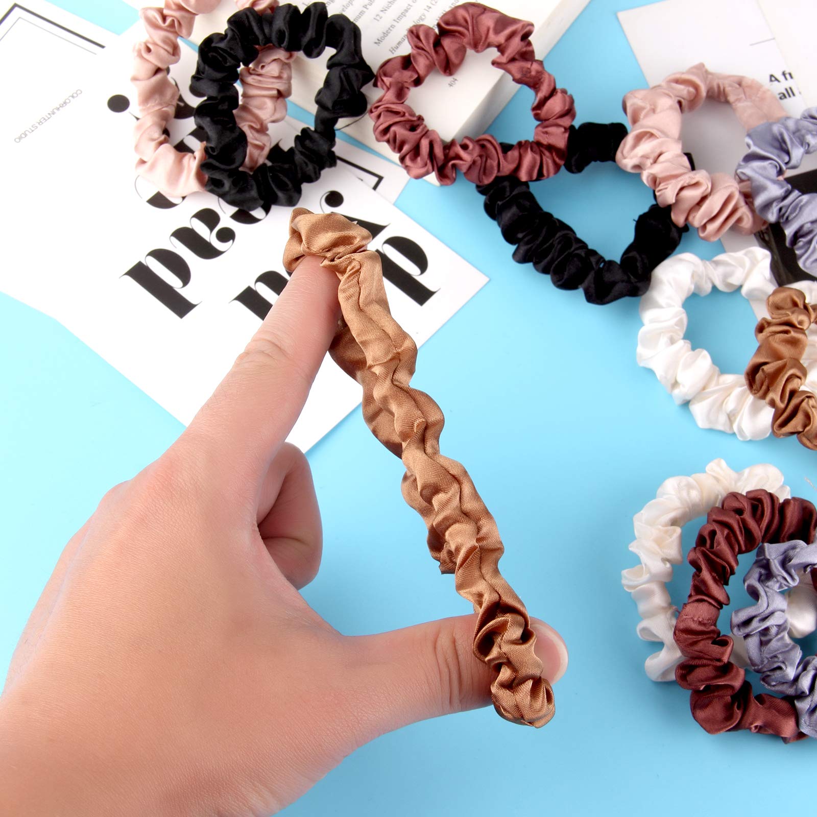 12 Pieces Silk Hair Scrunchies - Soft Elastic Ponytail Holders for Women & Girls - Premium Hair Accessories for Daily Use, Workouts, and Special Occasions