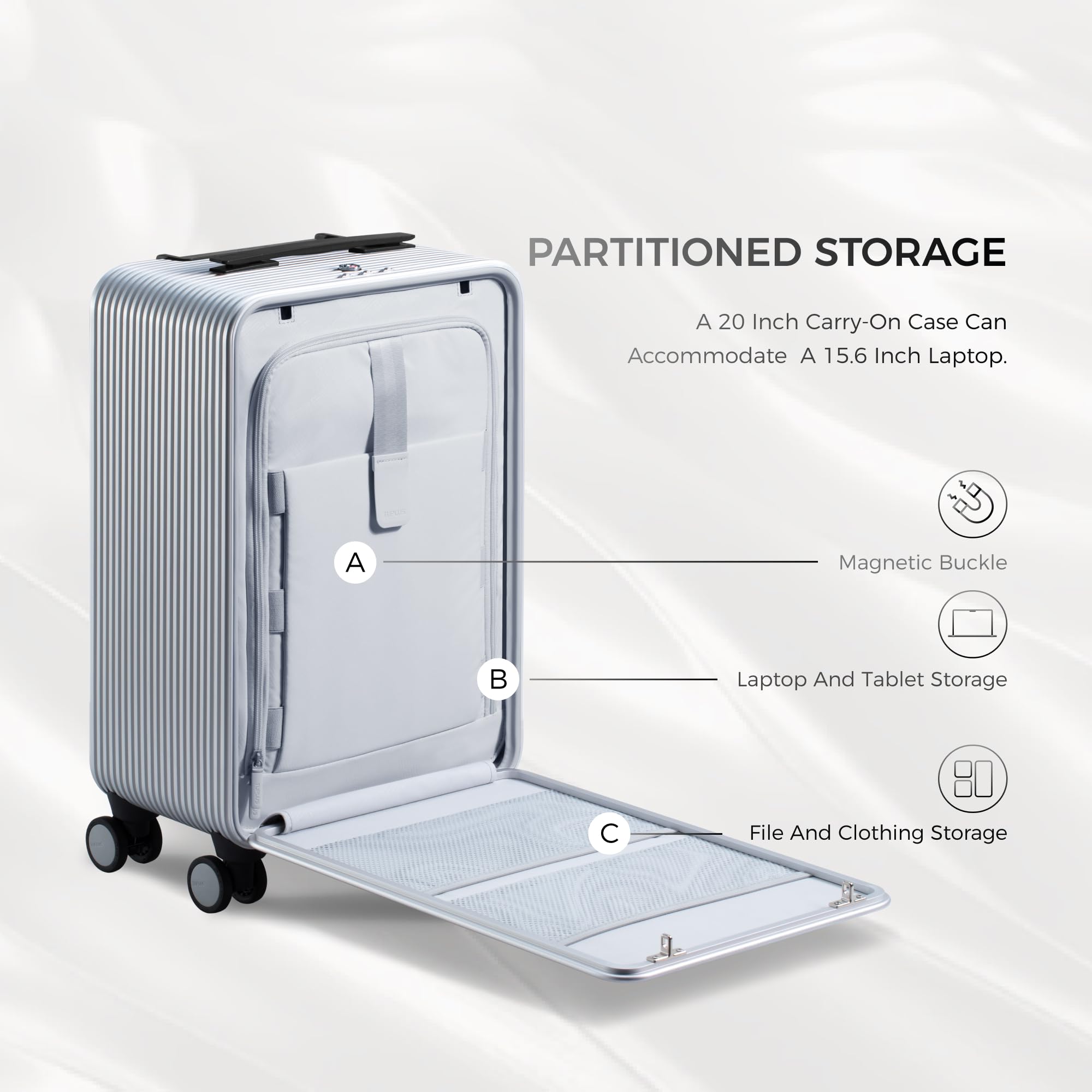TUPLUS Aluminum Hard Shell Suitcase with 4 Spinner Wheels - Lightweight Check-in Luggage for Business Travel & Vacation | Durable Carry-on Spinner Suitcase for Airplane & Road Trips