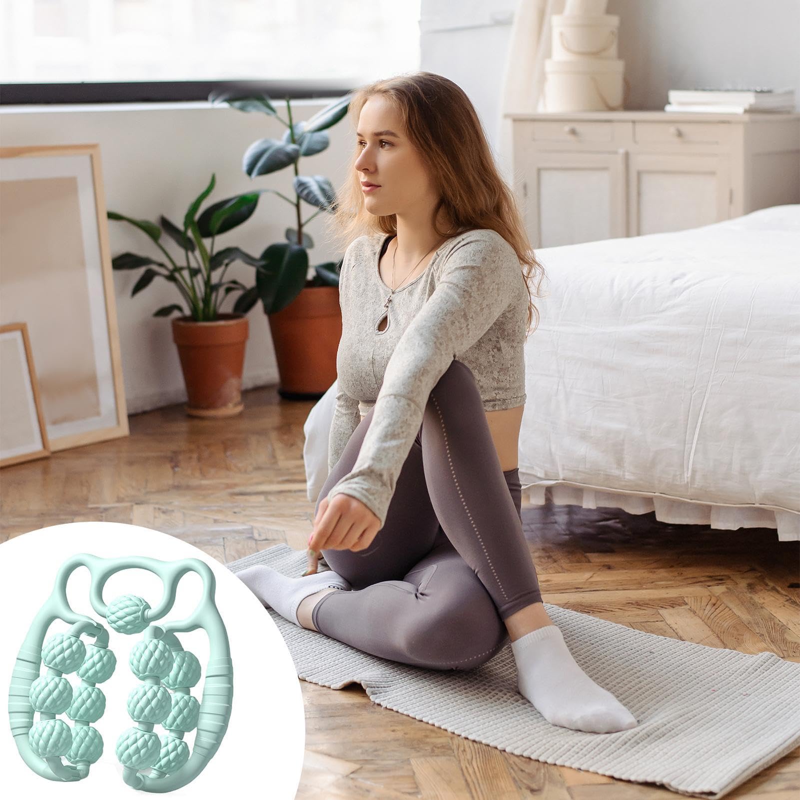 Deep Tissue Massage Roller for Legs, Arms & Neck - Double-Row Ring Muscle Massager with Anti-Slip Design - Relieve Pain in Calves, Thighs & Back - Perfect for Post-Workout Recovery & Home Relaxation