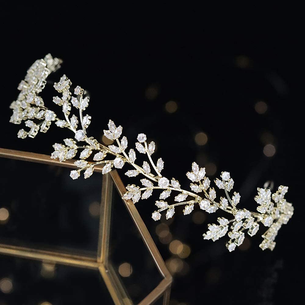 Jorsnovs Fashion Bridal Headpiece - Elegant Wedding Hair Accessory with Cubic Zirconia for Bride | Women's CZ Crystal Headband for Weddings, Prom, Birthday Gifts & Special Occasions
