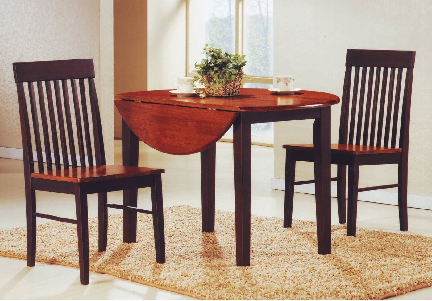 3-Piece Solid Wood Dinette Set with Drop Leaf Table - Perfect for Small Spaces, Kitchen Nooks & Breakfast Areas