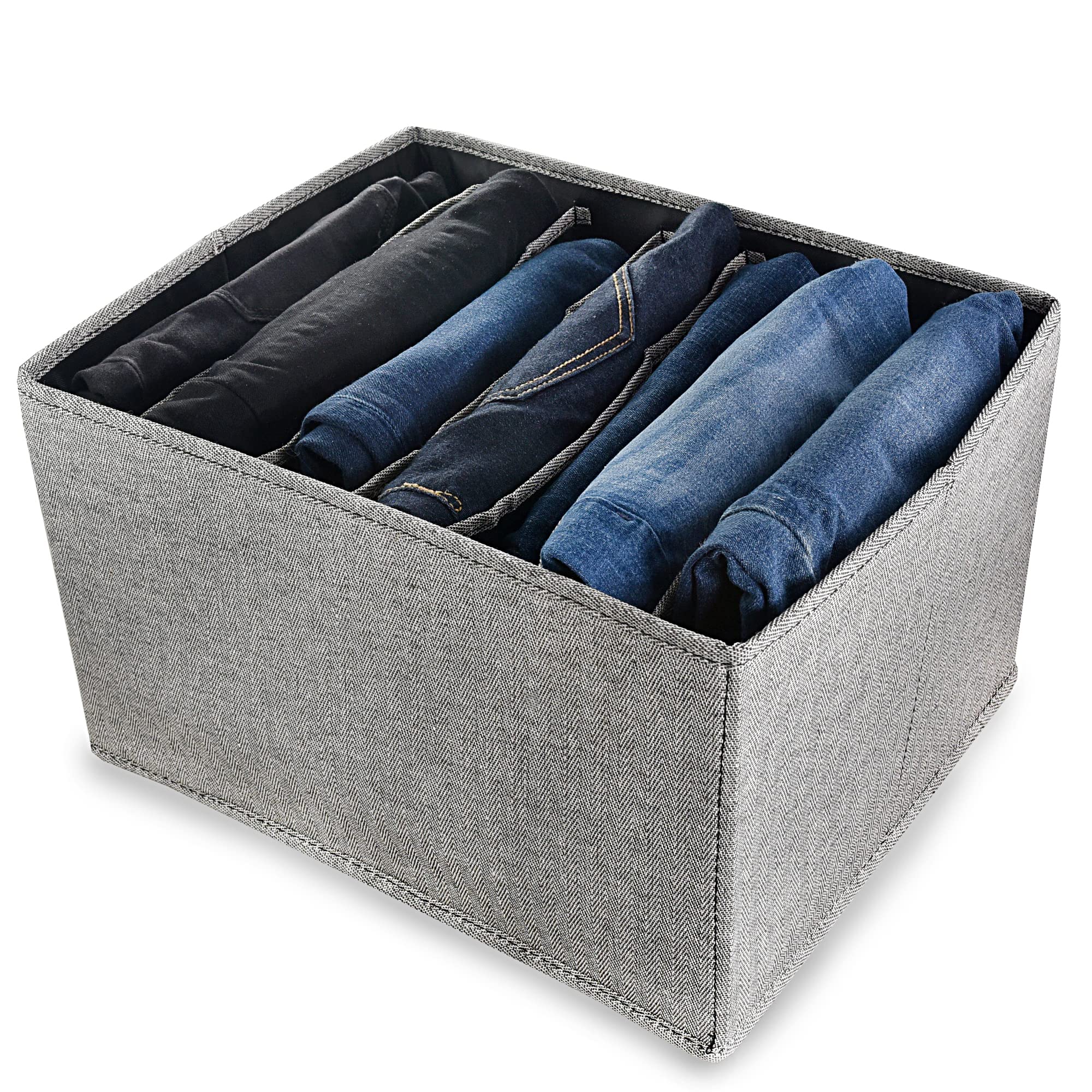 Golden Chest Clothing Storage Organizer for Pants, Jeans & Shirts | Space-Saving Wardrobe & Closet Organizer with Dividers | Large Upgraded Drawer Organizer for Bedroom, Dorm & Travel | Perfect for Leggings, T-Shirts & Denim Storage