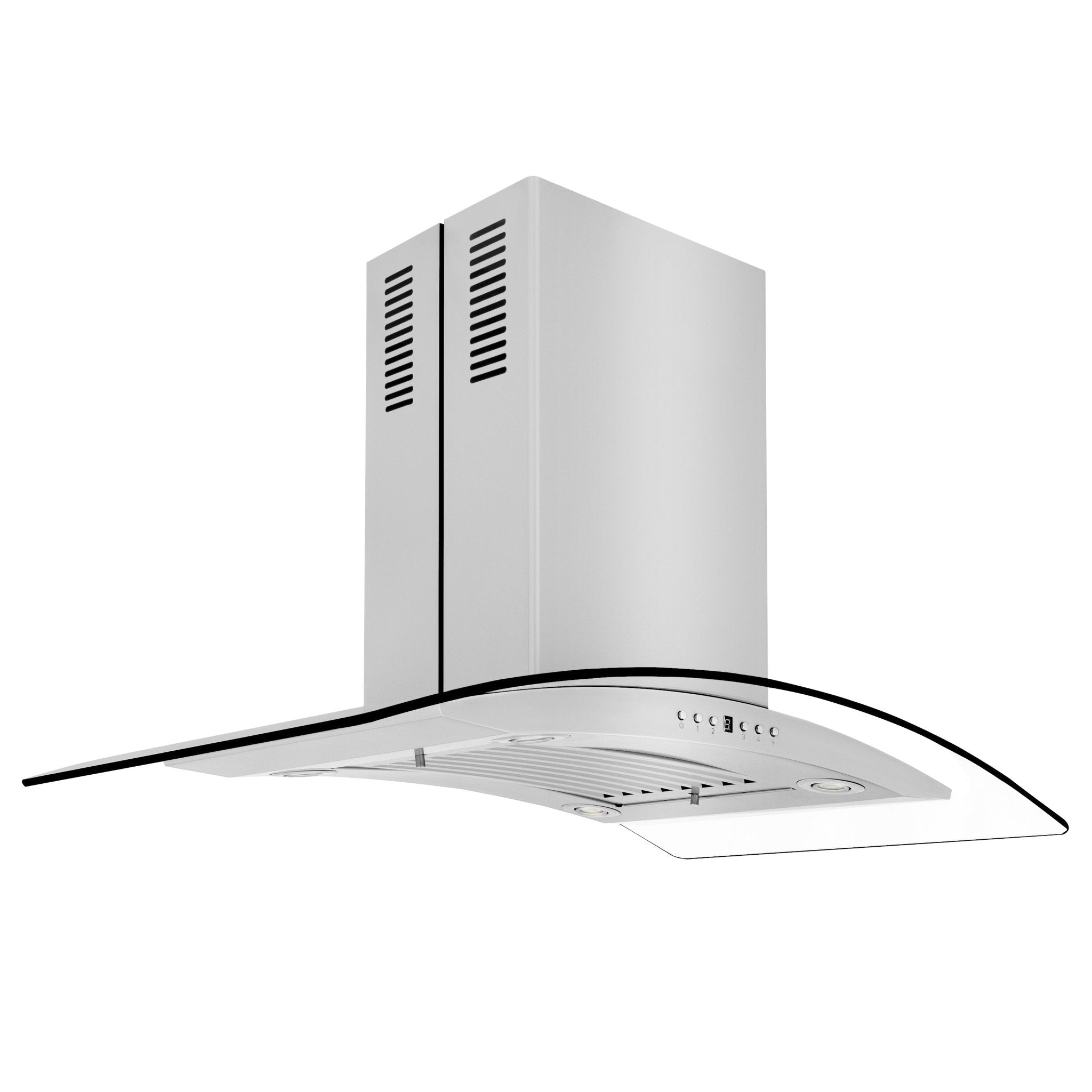 ZLINE GL14i Stainless Steel & Glass Convertible Vent Island Mount Range Hood - Powerful Kitchen Exhaust Fan for Smoke & Odor Removal - Perfect for Modern Kitchens & Open Concept Homes