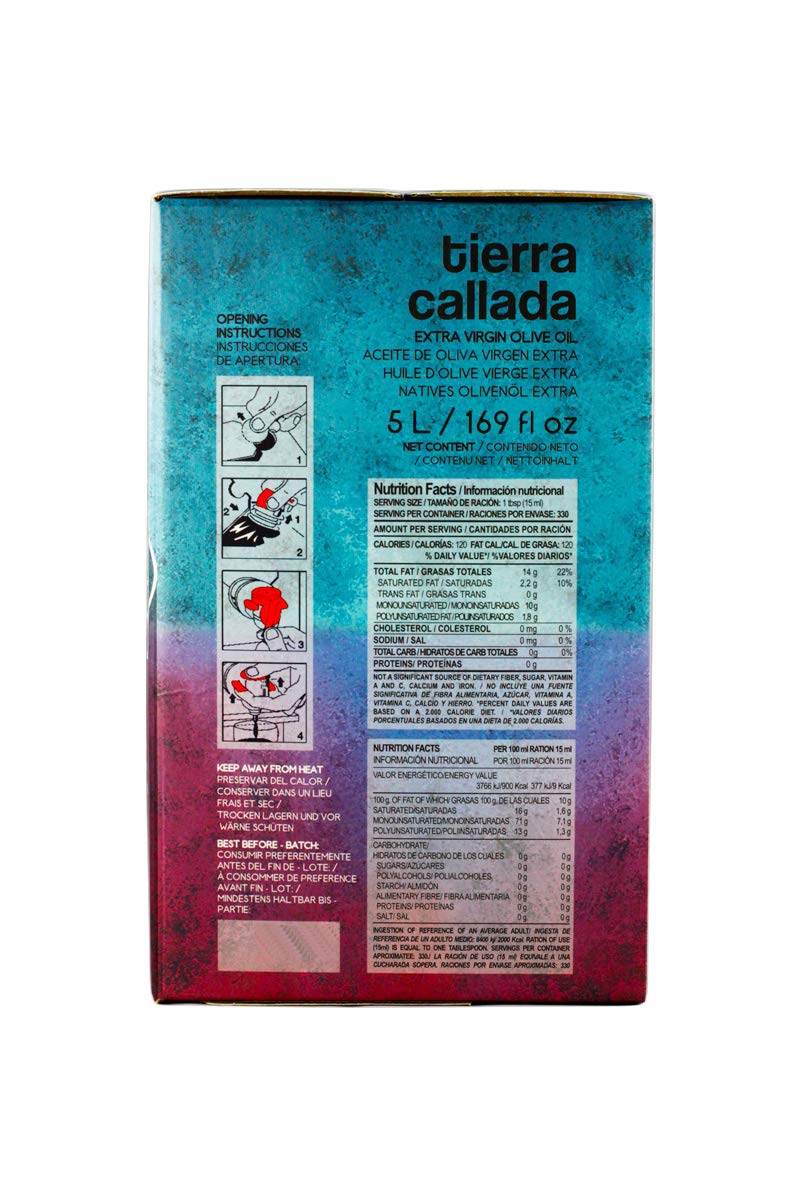 Premium Spanish Extra Virgin Olive Oil - Tierra Callada Arbequina - 169 fl oz (5L) - Cold Pressed, Rich Flavor - Perfect for Salads, Cooking & Gourmet Recipes