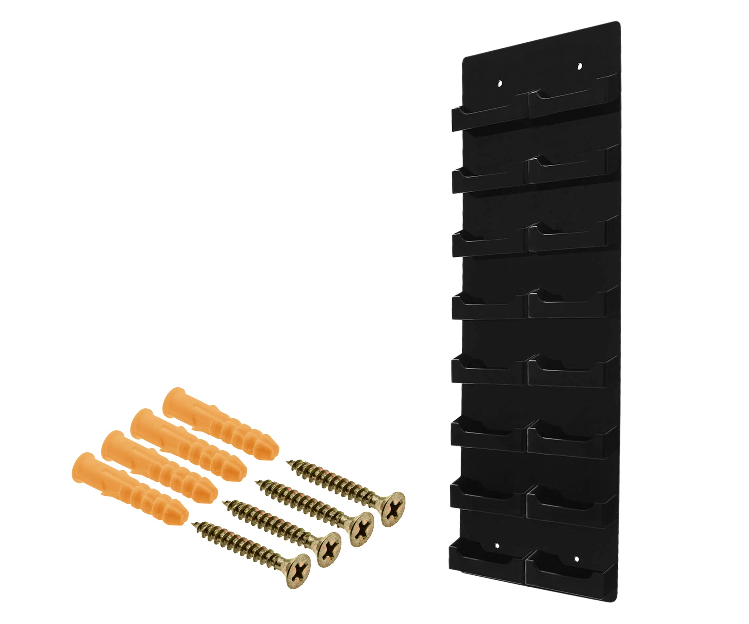 4 Pack Black Acrylic Hanging Business Card Holders - Multi Pocket Display Rack with Hardware for 3.5