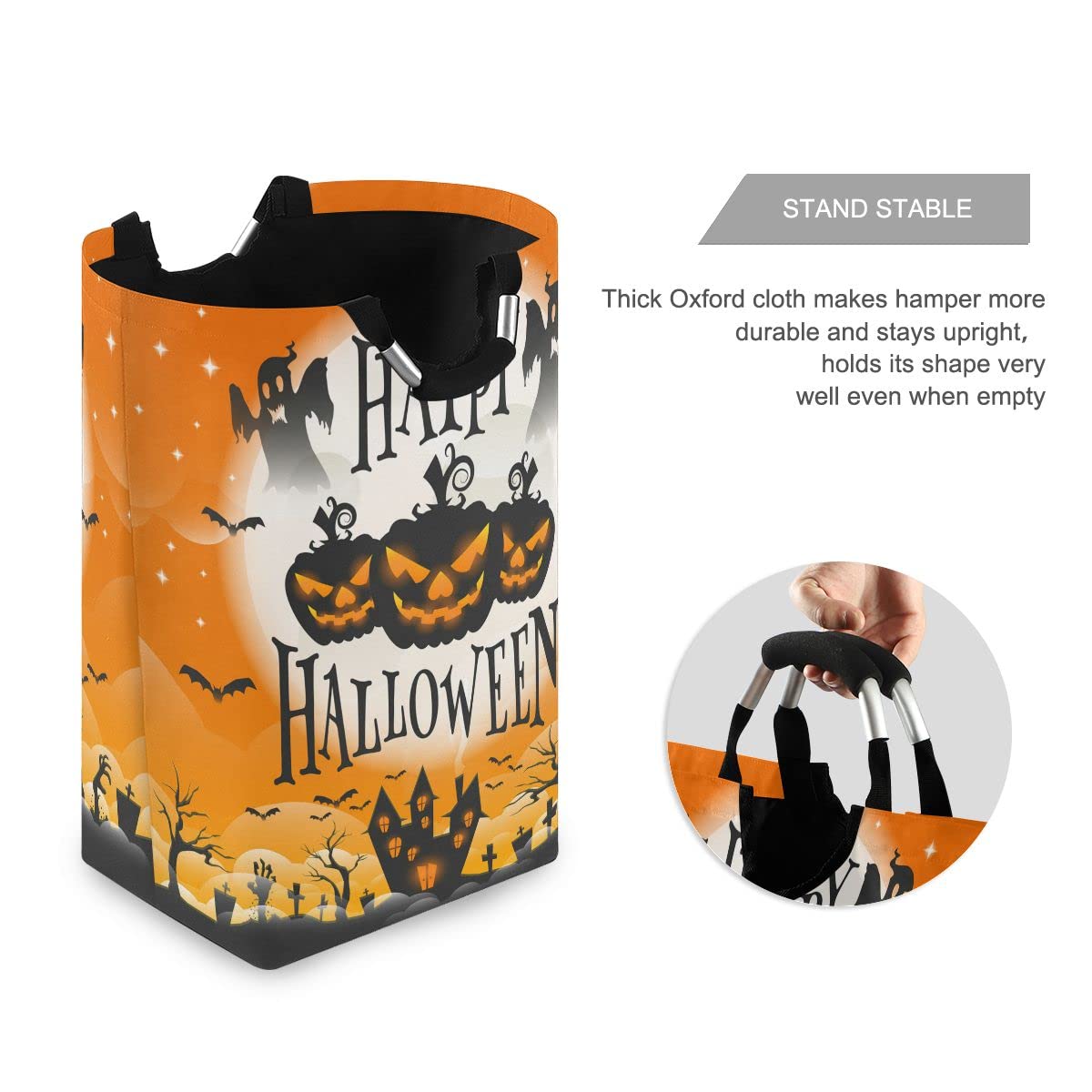 DOMIKING Collapsible Laundry Hamper Basket - Pumpkin Halloween Storage Organizer for Kids Room, Dorm, Nursery | Holds Dirty Clothes, Toys & Essentials | Perfect for Halloween Decor & Daily Use