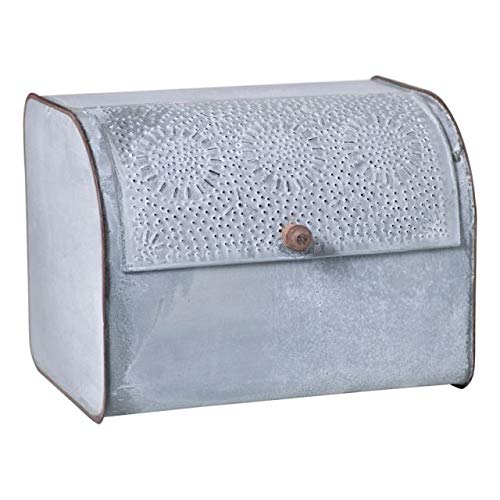 Vintage Rustic Metal Bread Box in Weathered Zinc - Farmhouse Kitchen Storage for Bread, Baguettes & Pastries - Perfect for Countertop Organization & Rustic Home Decor