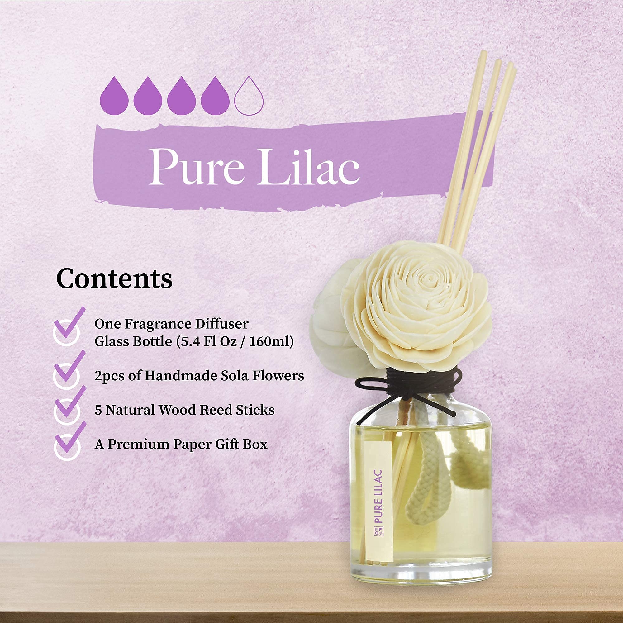 Aronica Fresh Cut Lilac Reed Diffuser - Luxury Home Fragrance Oil Set for Bedroom, Bathroom & Living Room Decor - Spa Scented Gift for Women, Housewarming & Relaxation - Perfect for Aromatherapy, Guest Room Ambiance & Cozy Home Atmosphere