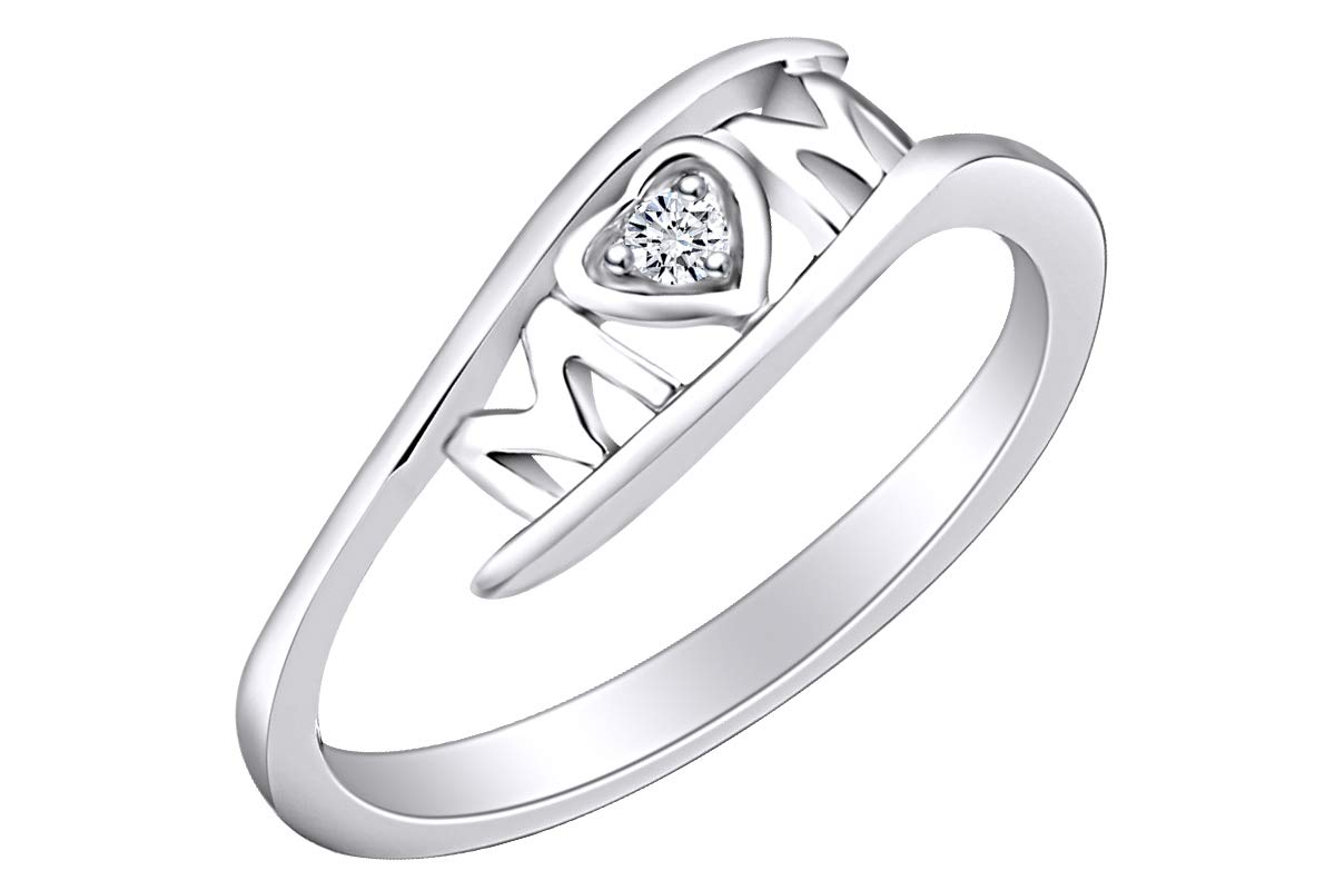 AFFY Jewelry 14k Gold Over Sterling Silver White Cubic Zirconia Heart Promise Ring for Mom - Perfect Gift for Mother's Day, Anniversary & Valentine's Day