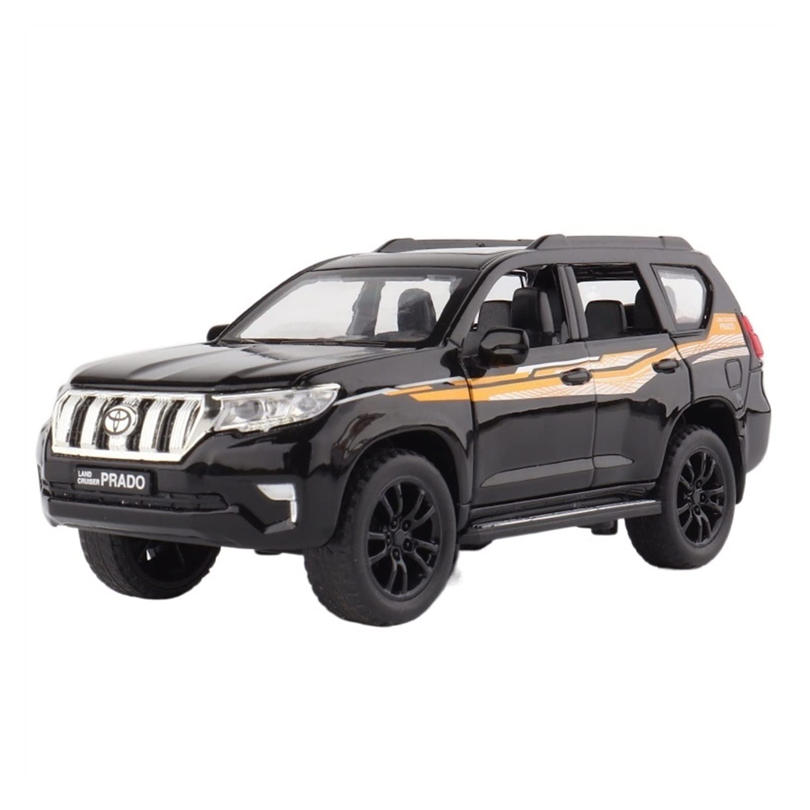 1/32 Scale Toyota Prado Alloy Diecast Model Car - Off-Road Vehicle with Light & Sound Effects - Black Collectible Toy Gift for Kids & Adults - Perfect for Display, Collection, and Play Scenes