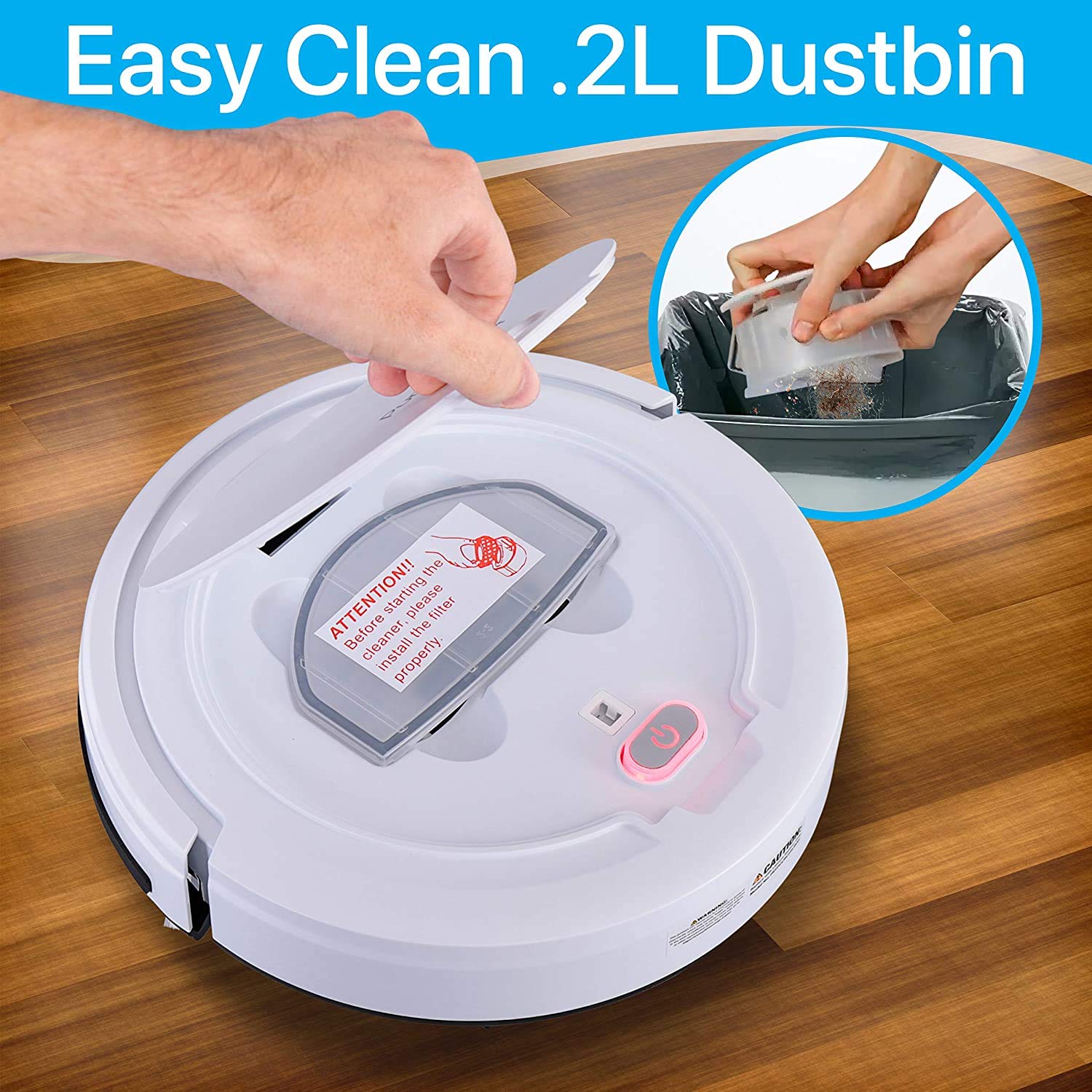 PURE CLEAN Smart Automatic Robot Vacuum Cleaner with Self-Programmed Navigation - Slim, Rechargeable Robotic Vacuum for Carpets, Hardwood, Tile & Linoleum Floors - Anti-Fall Sensors - Ideal for Pet Hair, Daily Home Cleaning & Office Use - Model PUCRC25PLUS.5