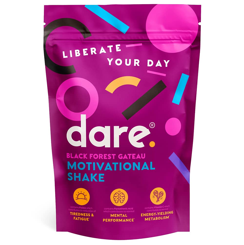 Dare Motivational Shake 750g - Black Forest Gateau Flavor Protein Powder for Workout Recovery & Muscle Growth | Pre & Post Workout Supplement for Athletes & Fitness Enthusiasts