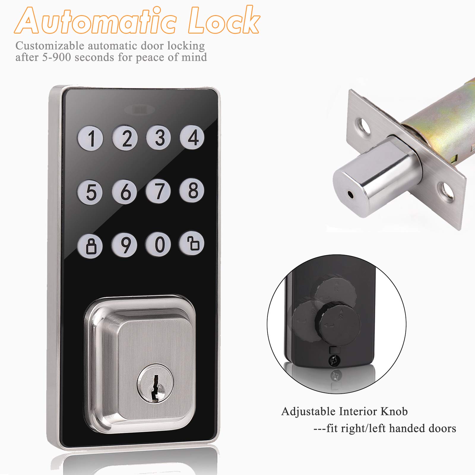 Probrico Smart Keyless Entry Door Lock - Keypad Deadbolt with 100 User Codes, 1-Touch Motorized Locking, Easy Installation & Programming in Satin Nickel Finish | Secure Your Home, Office or Rental Property