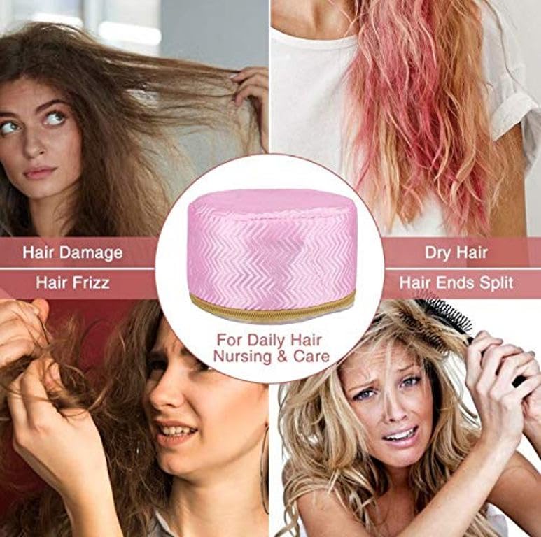 Eopzo Thermal Hair Spa Cap with Detachable Temperature Control - Deep Conditioning Treatment for Damaged Hair, Nourishing Moisturizer, Home SPA Steam Hair Care & Facial Steamer (Pink) | Perfect for Salon-Style Treatments, At-Home Hair Therapy, and Relaxing Self-Care Sessions