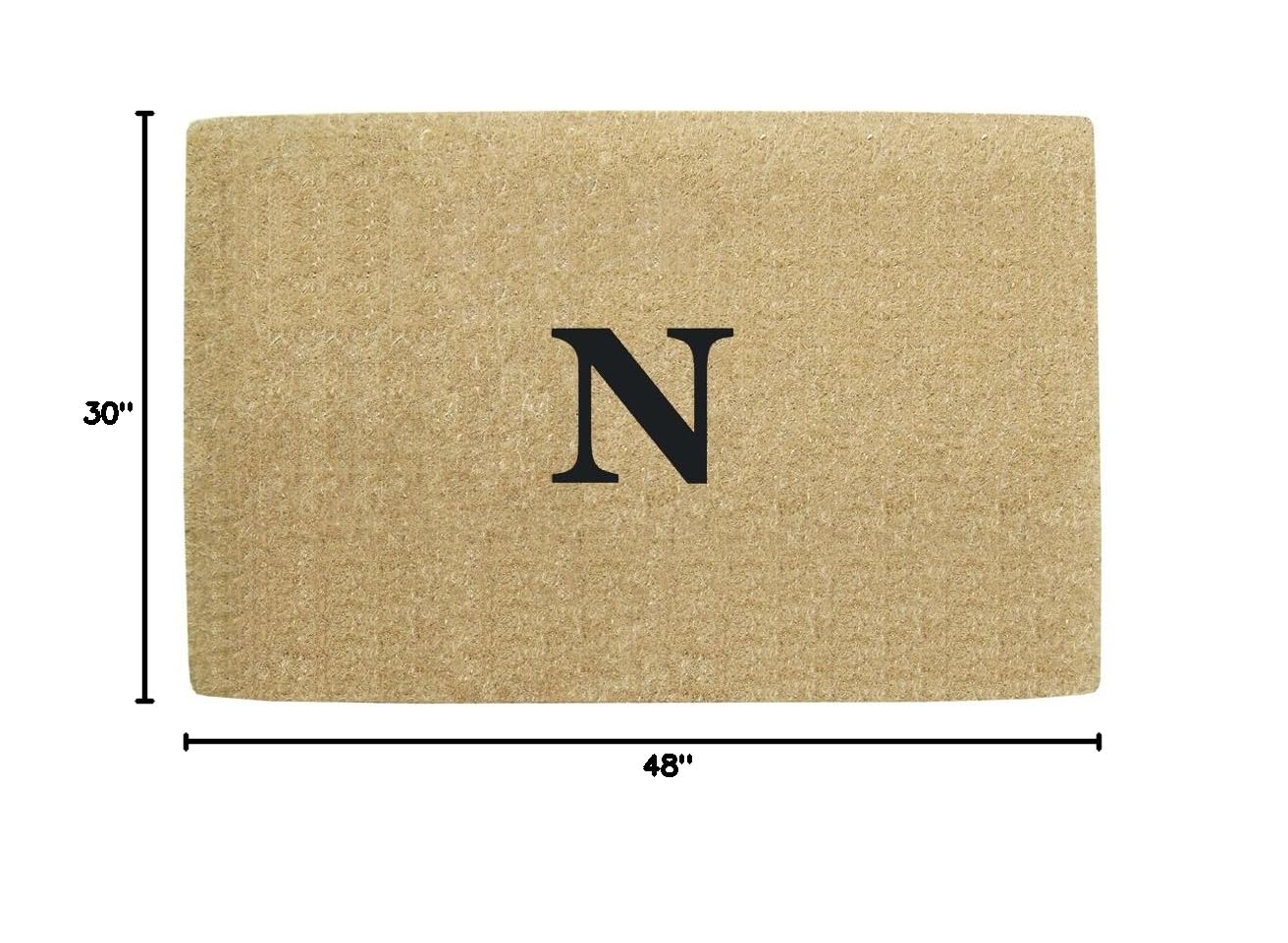 Personalized Monogram N Coir Door Mat - Heavy Duty Natural Coco Fiber Welcome Mat, Handcrafted Durable Outdoor Rug, Eco-Friendly No Border Design 30