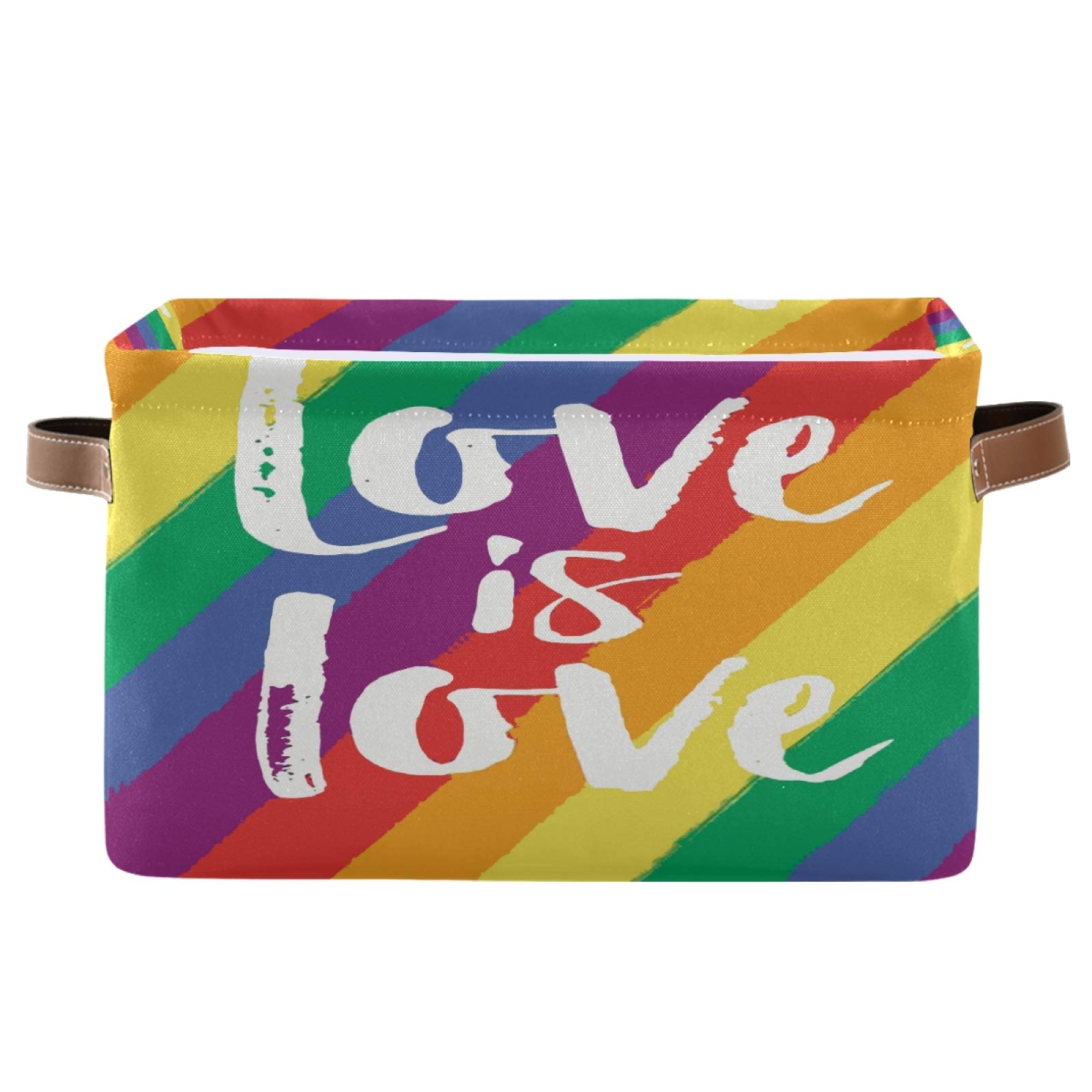 AUUXVA LGBT Pride Storage Basket - Durable Canvas Collapsible Organizer Bin with Handles for Toys, Clothes & Home Organization | Perfect for Bedroom, Closet, Office & Shelf Storage