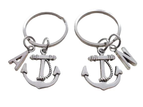 Custom Couples Keychains with Initial Charms - Personalized Anniversary Gifts for Best Friends, Romantic Keepsakes for Weddings, Engagements & Special Occasions