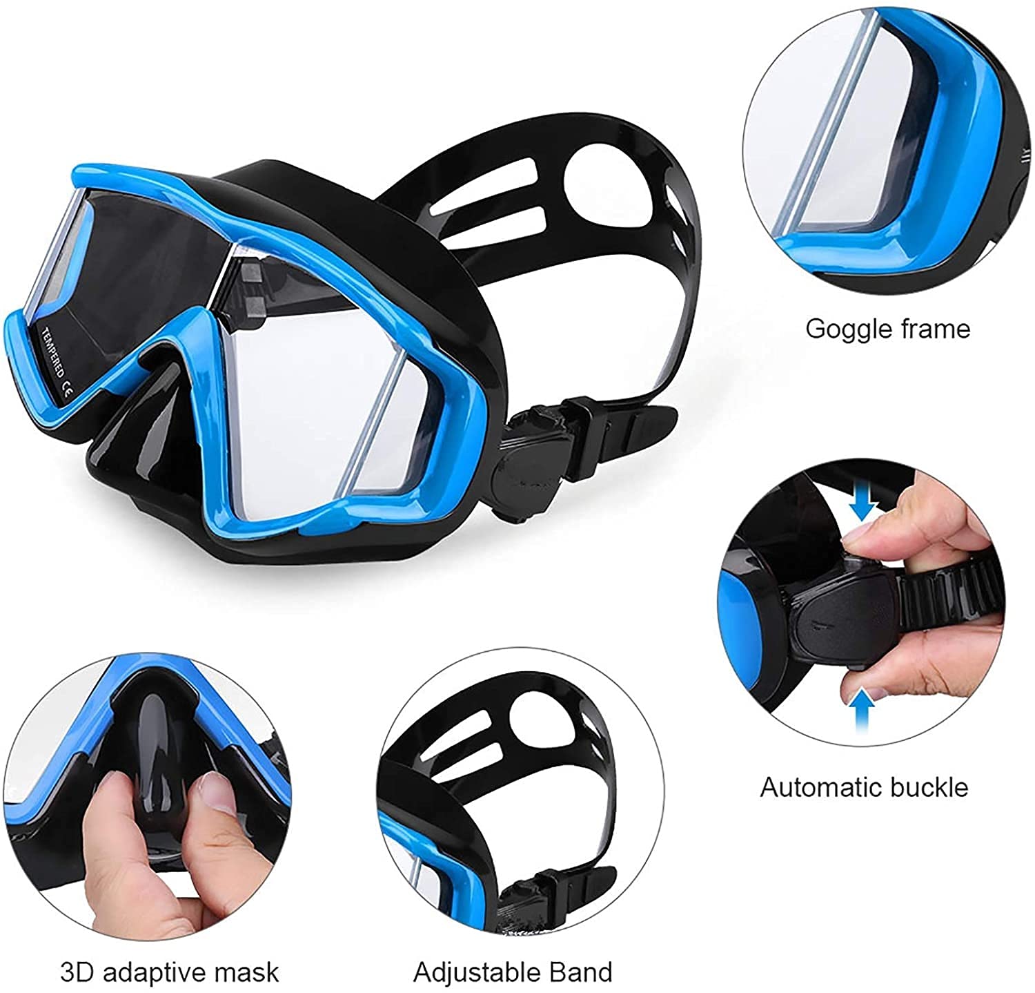 Anti-Fog Waterproof Swim Goggles for Snorkeling & Scuba Diving - Professional Underwater Glasses for Men & Women - Perfect for Ocean, Pool & Water Sports (White)
