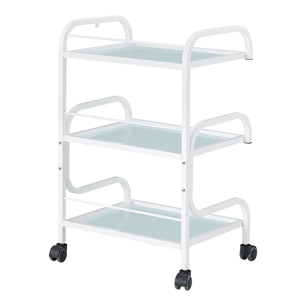 3-Tier Metal Medical Roller Cart with Tempered Glass - Mobile Storage Cart for Spa, Clinic & Hospital Use - DIR Medical Utility Cart for Equipment Organization