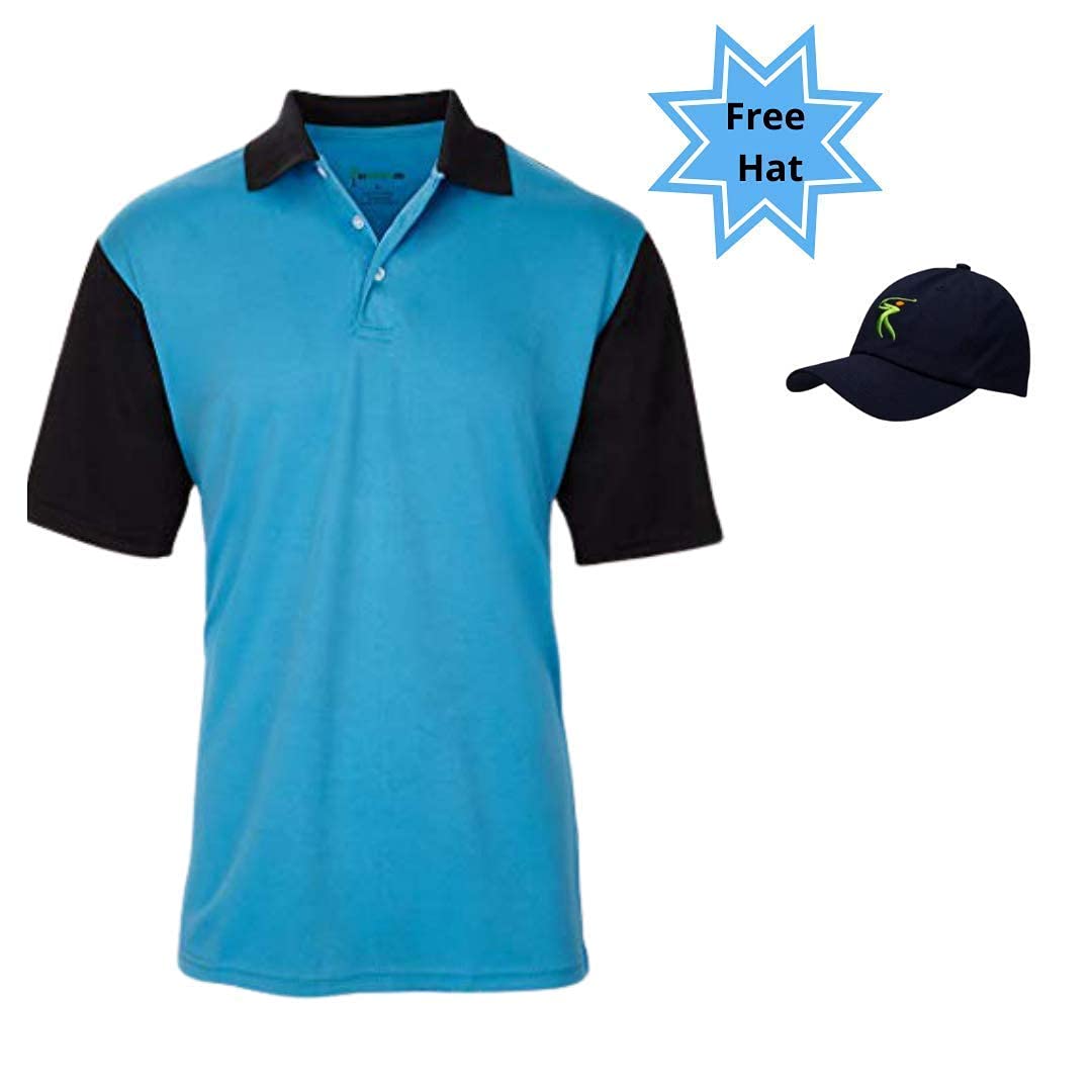 Men's Slim Fit Short Sleeve Golf Polo Shirt - Moisture Wicking Polyester Spandex Blend - Comes with Free Golf Hat - Perfect for Golfing, Casual Wear & Outdoor Activities