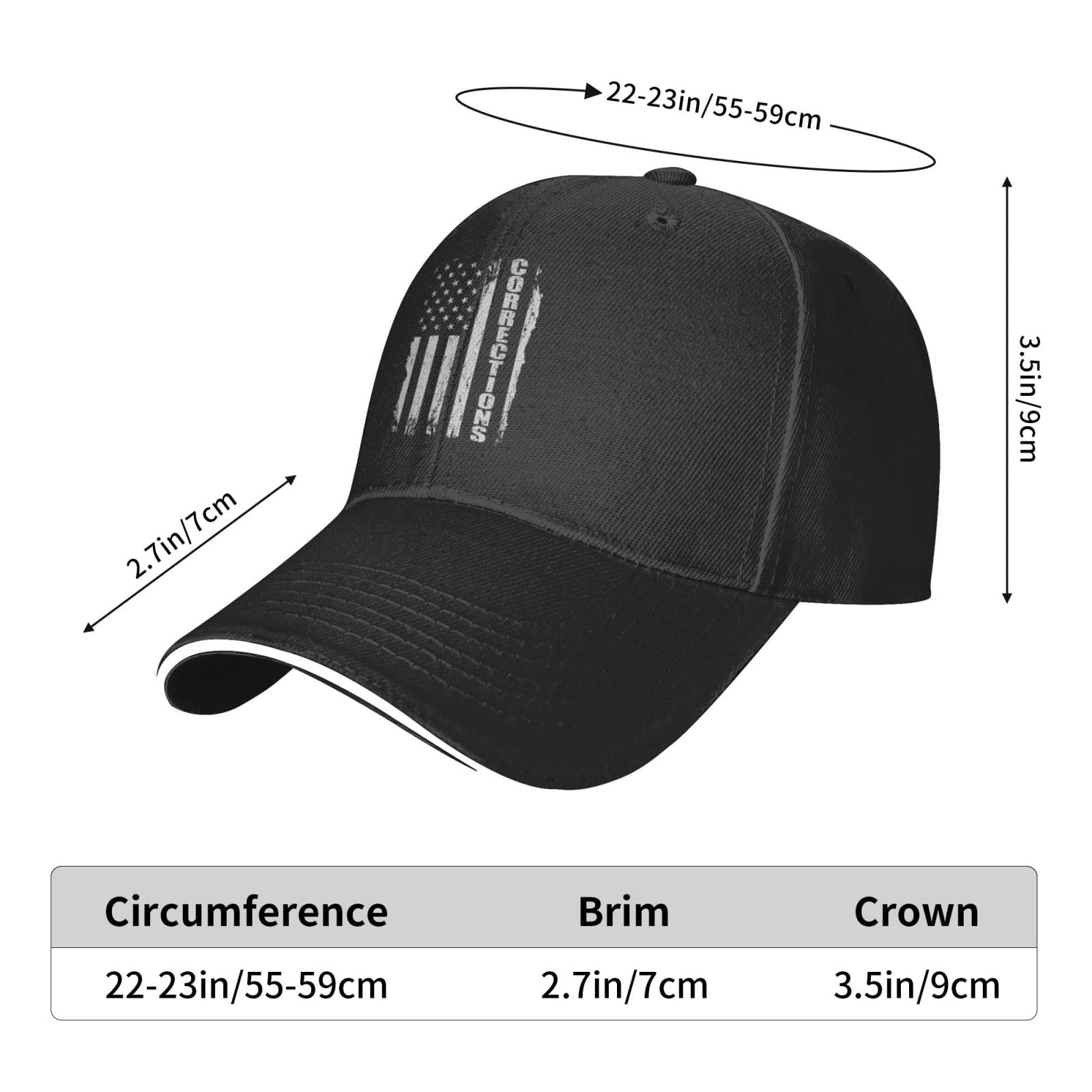 Thin Silver Line American Flag Baseball Cap - Adjustable Corrections Officer Trucker Hat for Golf, Outdoor & Casual Wear - Patriotic Police Support Hat