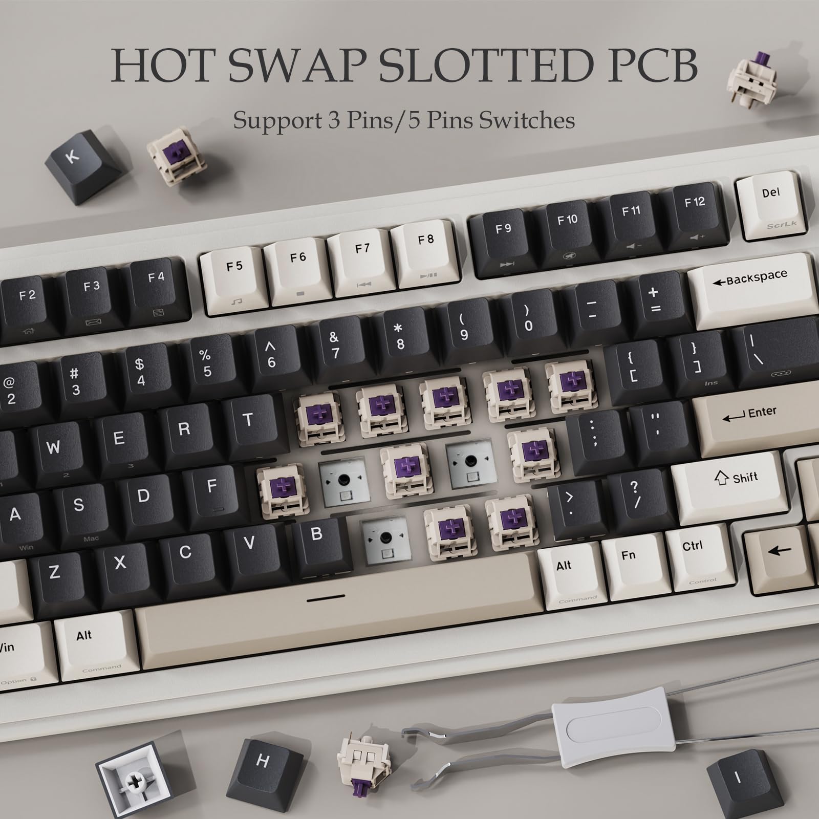 K98 Wireless Mechanical Gaming Keyboard - Triple Mode (Bluetooth 5.0/2.4Ghz/USB-C) with RGB Backlit, Hot-Swappable Switches & Gasket Mount | Pre-Lubed Linear Switches | Customizable via Software | Perfect for PC Gaming, Office Work & Typing Enthusiasts