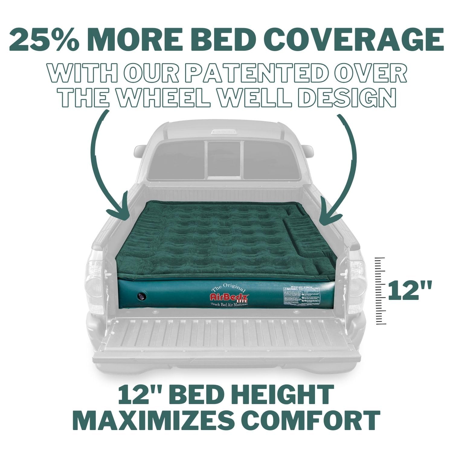 Pittman Tacoma Truck Bed Air Mattress 6.5ft - Original Lite Airbedz for Mid Size Pickup Trucks | 25% More Coverage | Perfect for Camping, Road Trips & Outdoor Adventures