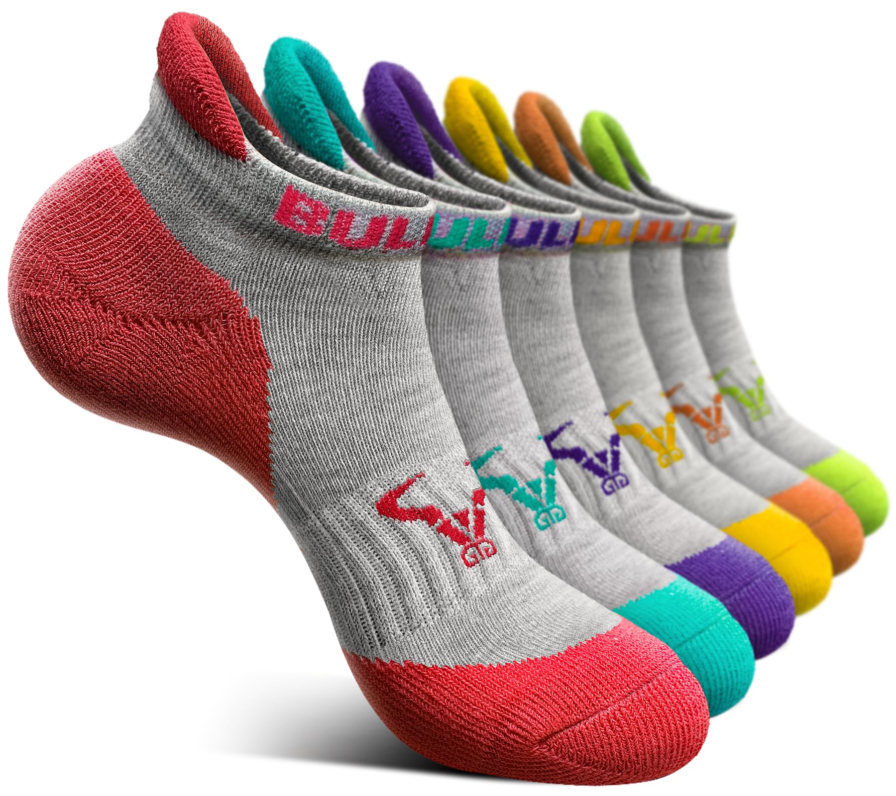 BULLIANT Women's Athletic Ankle Socks - 6 Pairs No Show Cushioned for Running & Walking with Arch Support - Gym & Daily Wear