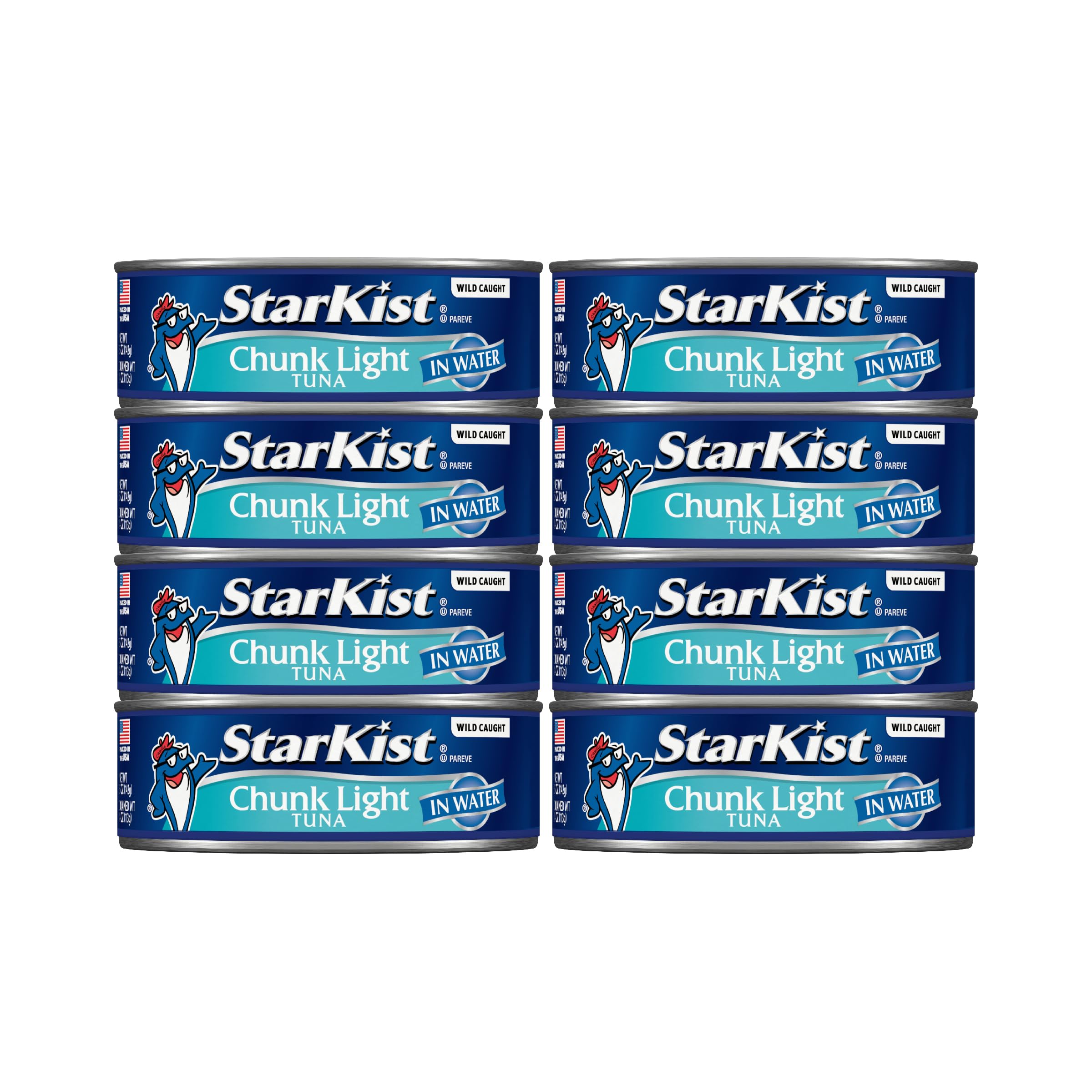 StarKist Chunk Light Tuna in Water, 5 oz (8 Pack) - Wild Caught, Gluten Free Canned Tuna Fish - High Protein (20g), Low Calorie (90) - Ready to Eat for Salads, Keto Meals, Sandwiches & Healthy Snacks - Perfect for Lunch Box, Camping & Emergency Food Supply
