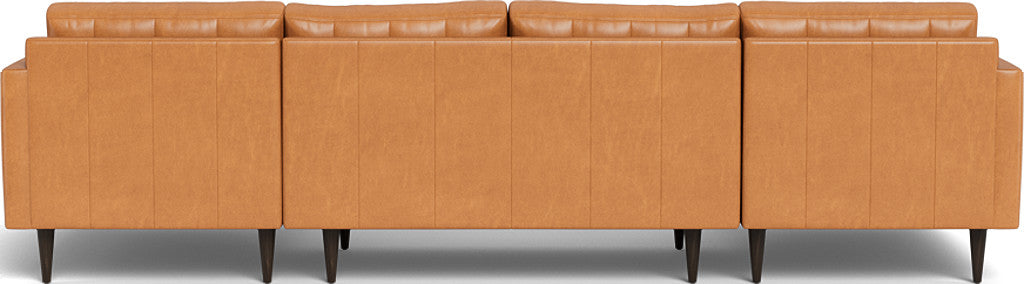Wallace 126 Genuine Leather Double Chaise U-Shaped Sectional Sofa - Modern Living Room Furniture for Home Theater & Family Gatherings