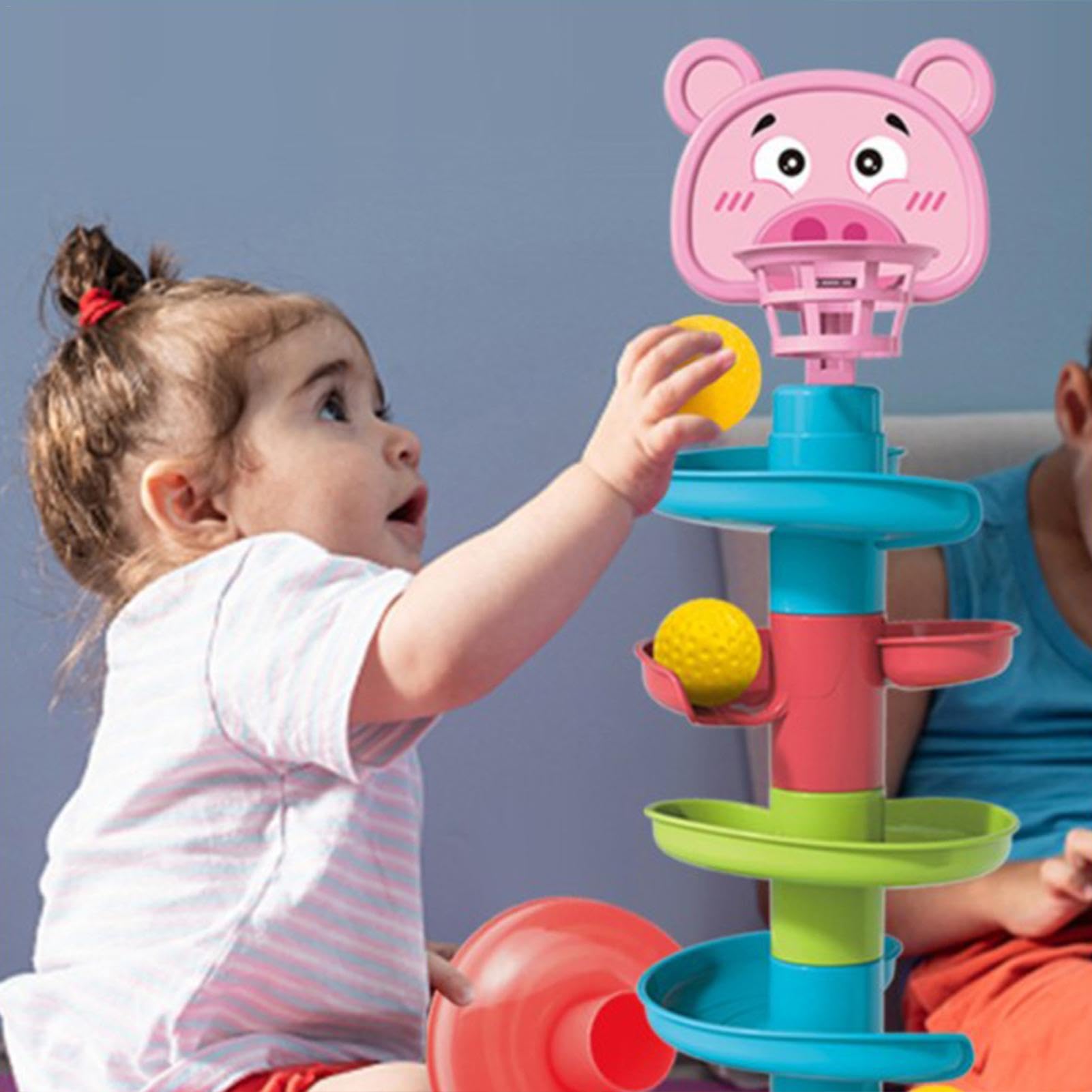 7-Layer Swirl Learning Tower Toy with Yellow Balls | Montessori Educational Ball Drop Toy for Toddlers & Baby Boys | STEM Sensory Play for Early Childhood Development