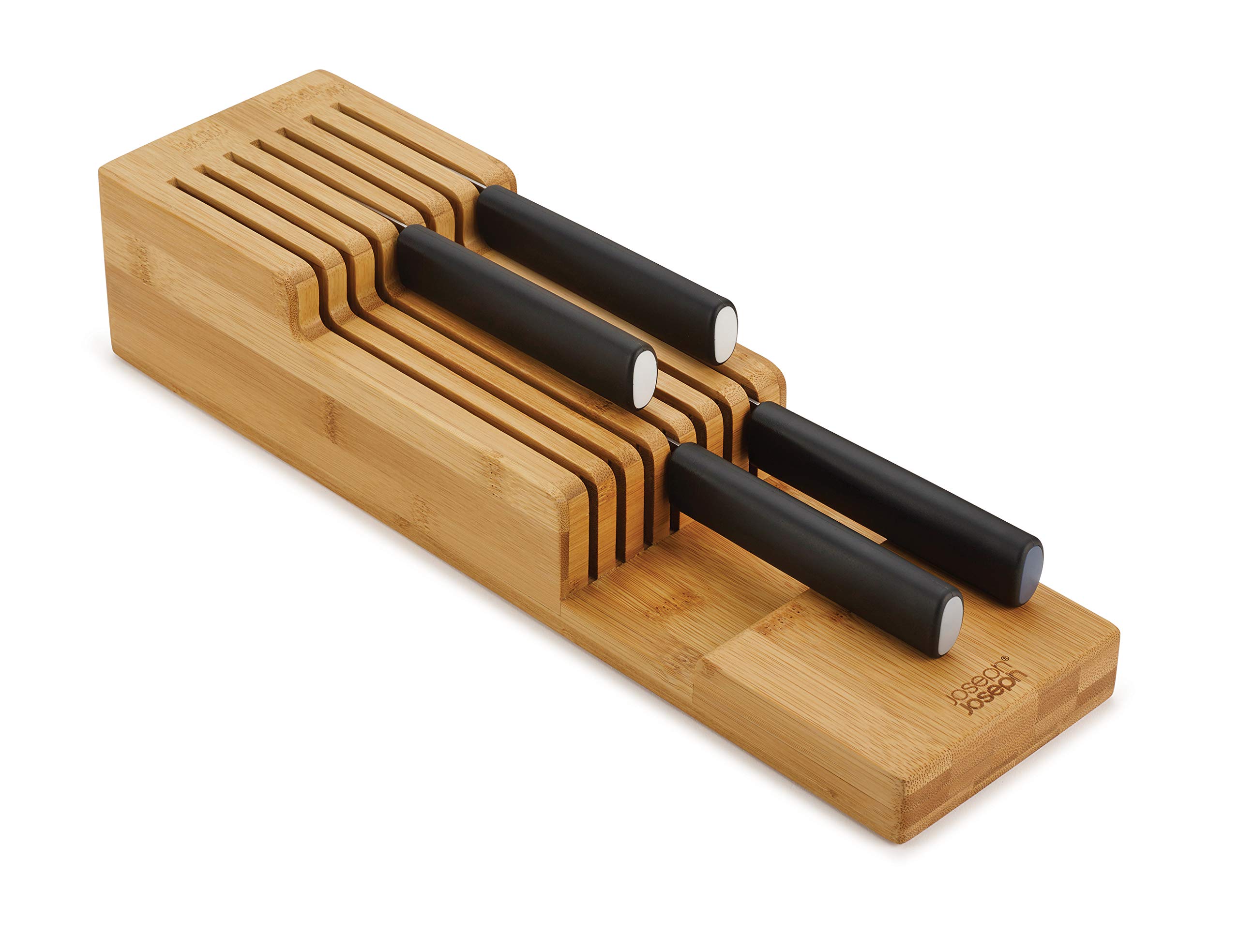 Joseph Joseph Bamboo DrawerStore Knife Organizer - Compact Flatware & Silverware Tray for Kitchen Drawers | Perfect for Organizing Knives, Forks, Spoons & Kitchen Utensils | Ideal for Home, Restaurant & Office Use