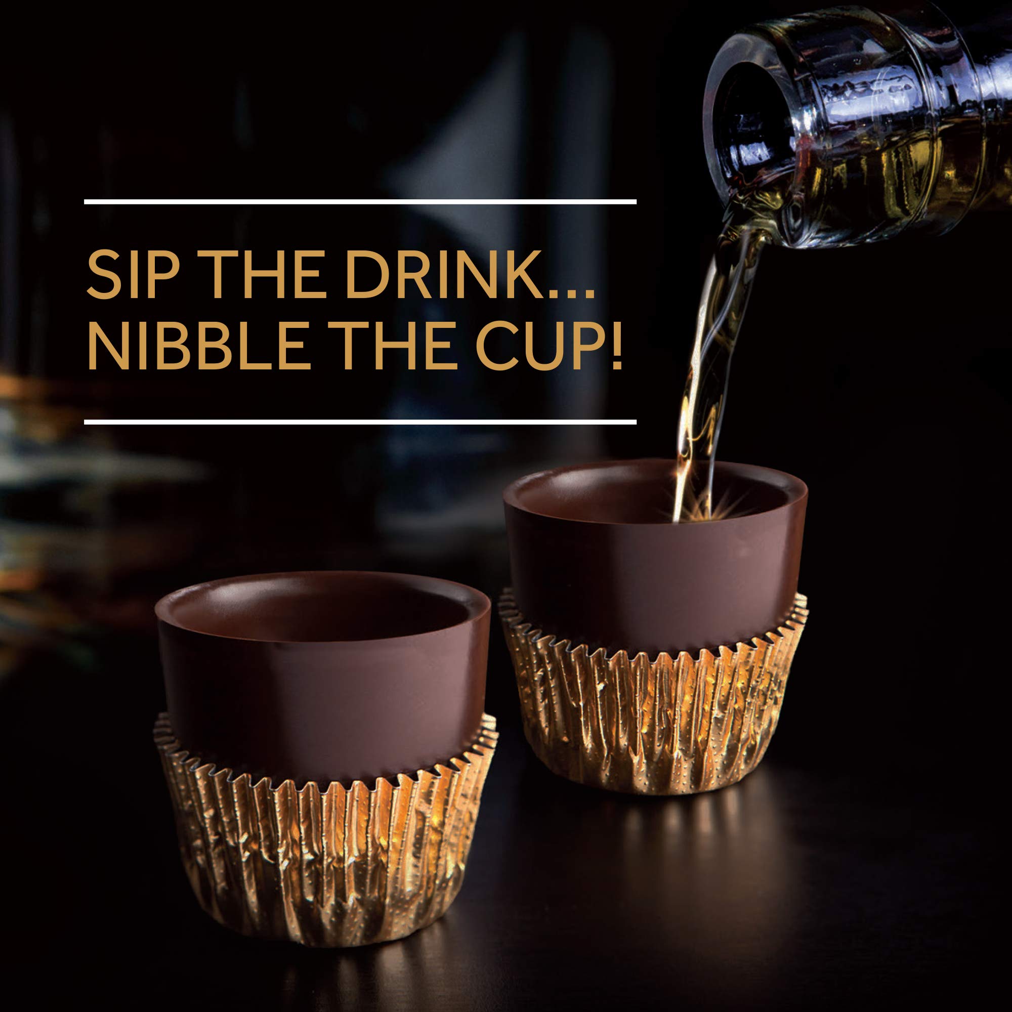 Dark Chocolate Liqueur Cups - 60 Mini Dessert Shells for Gifts & Parties