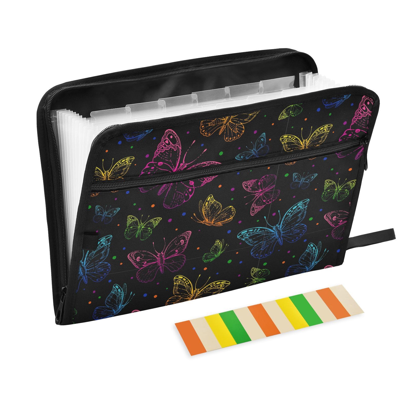 Colorful Butterfly Expanding File Folder - 13-Pocket Hanging Document Organizer for School, Office & Home | Letter Size Accordion File with Zipper for Papers, Receipts & Letters | Perfect Gift Idea for Students & Professionals
