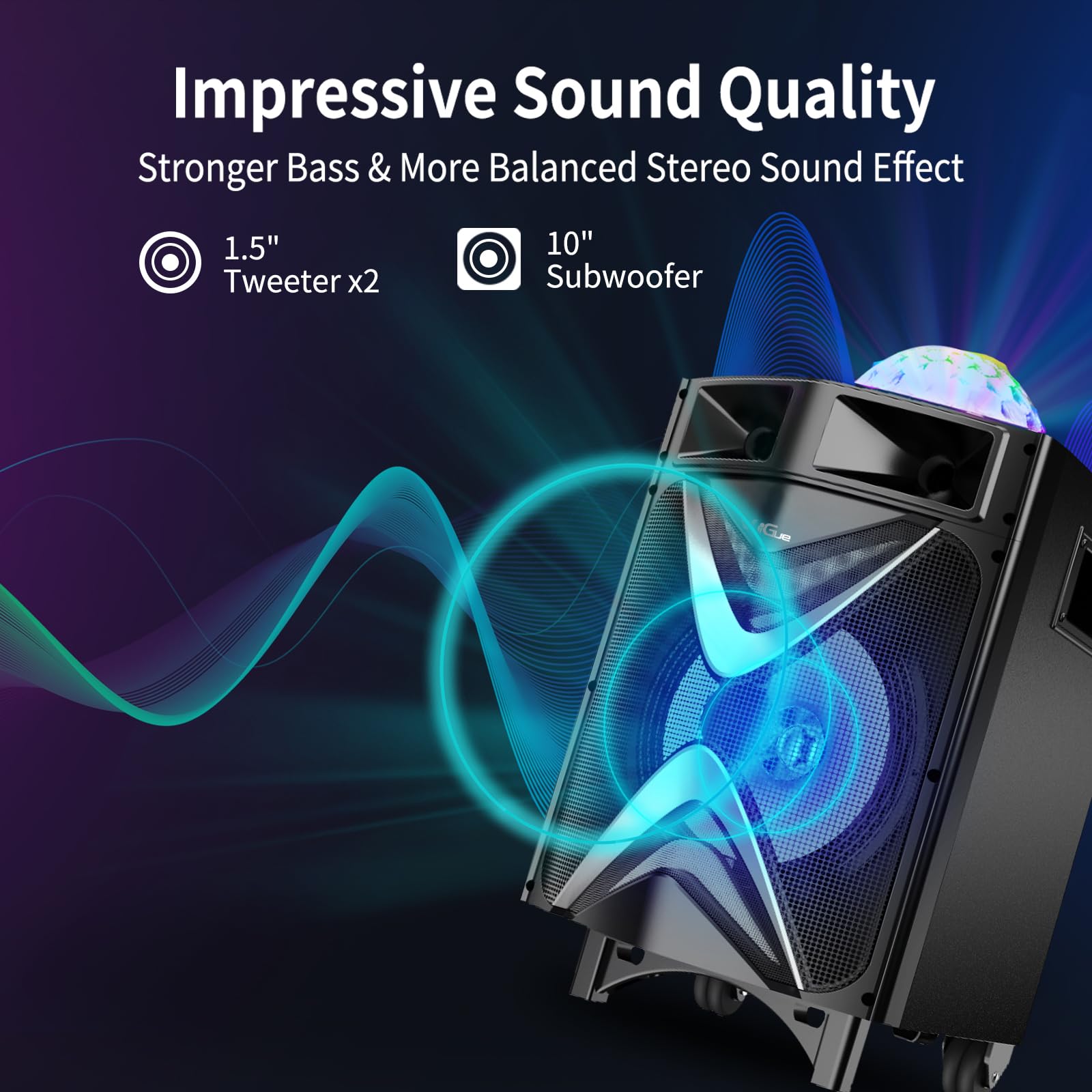 Portable Bluetooth Karaoke Machine for Adults with 10