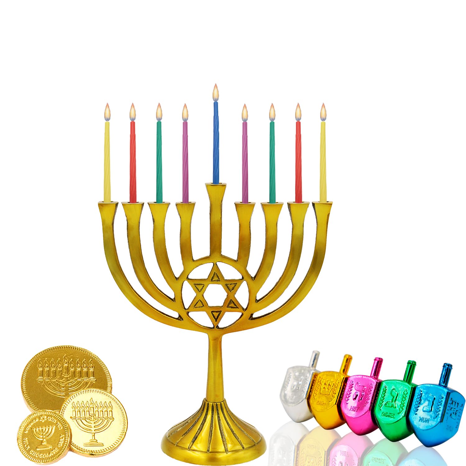Colorful Hanukkah Candles - 44 Menorah Candles for 8 Nights (Single-Pack) - Perfect for Chanukah Celebrations