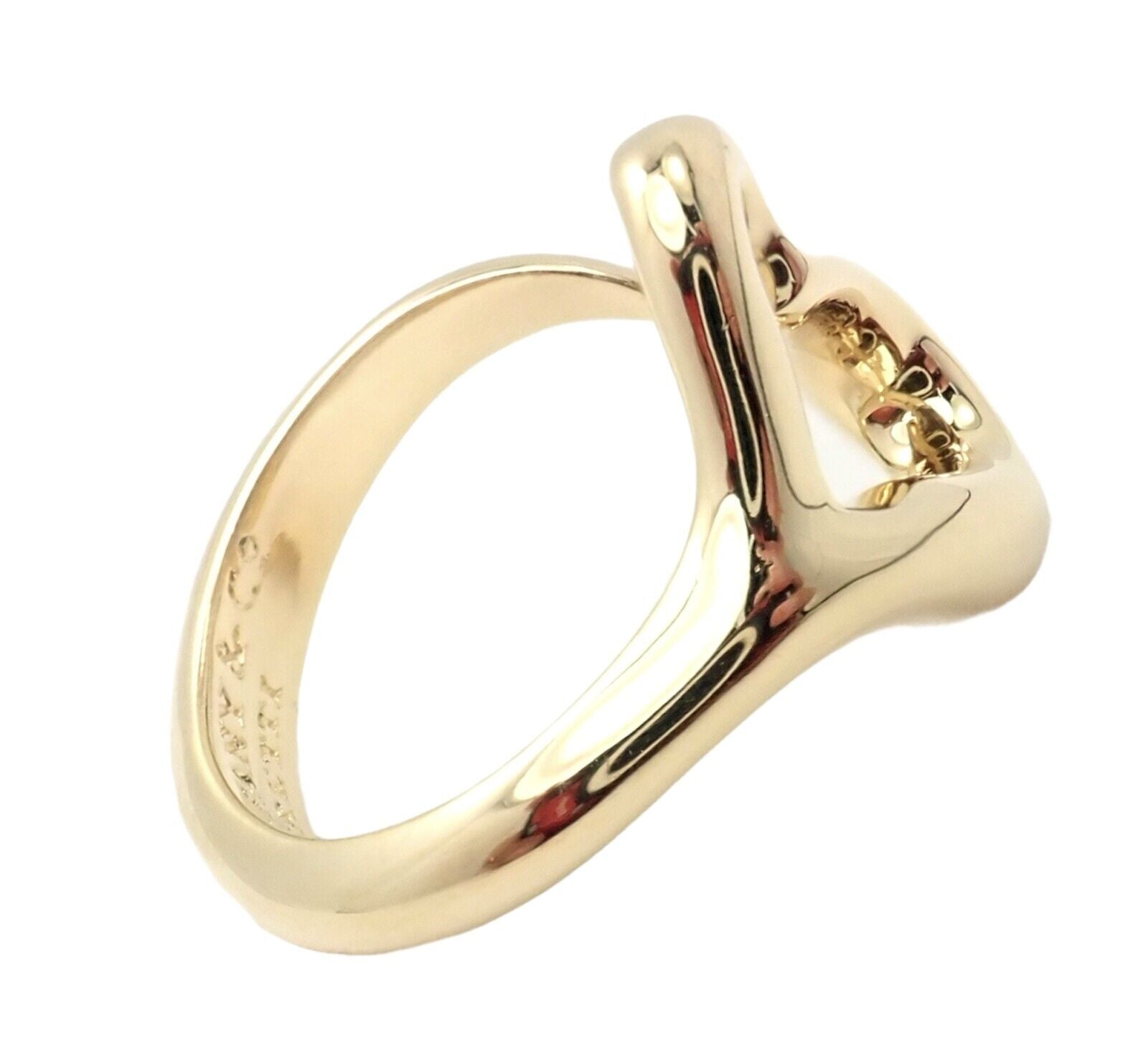 Tiffany & Co. 18k Yellow Gold Peretti Open Heart Ring Size 5 - Elegant Jewelry Gift for Women, Anniversary & Valentine's Day