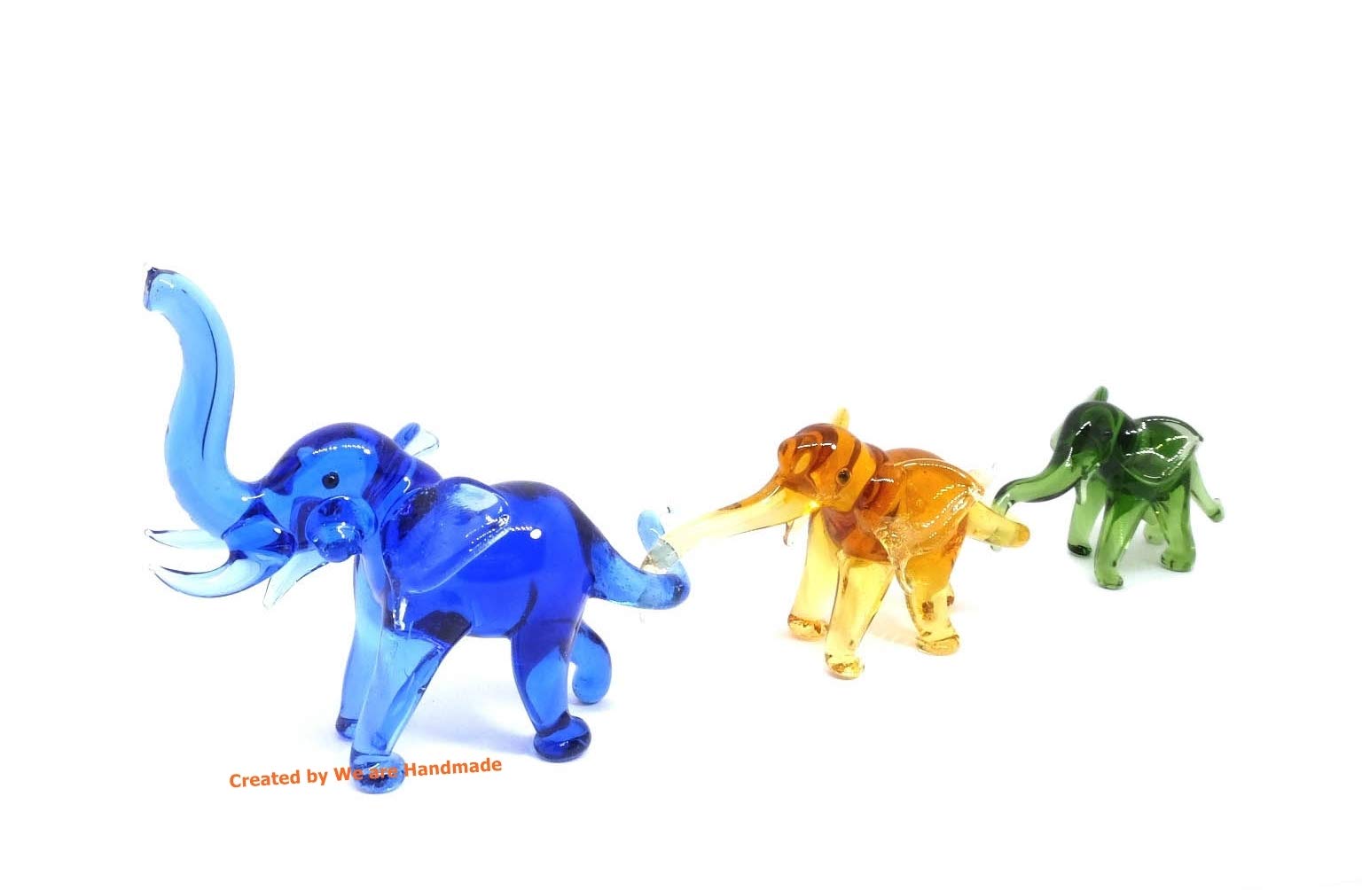 Handmade Mini Glass Elephant Set - Blown Glass Animal Figurines for Home Decor & Gifts