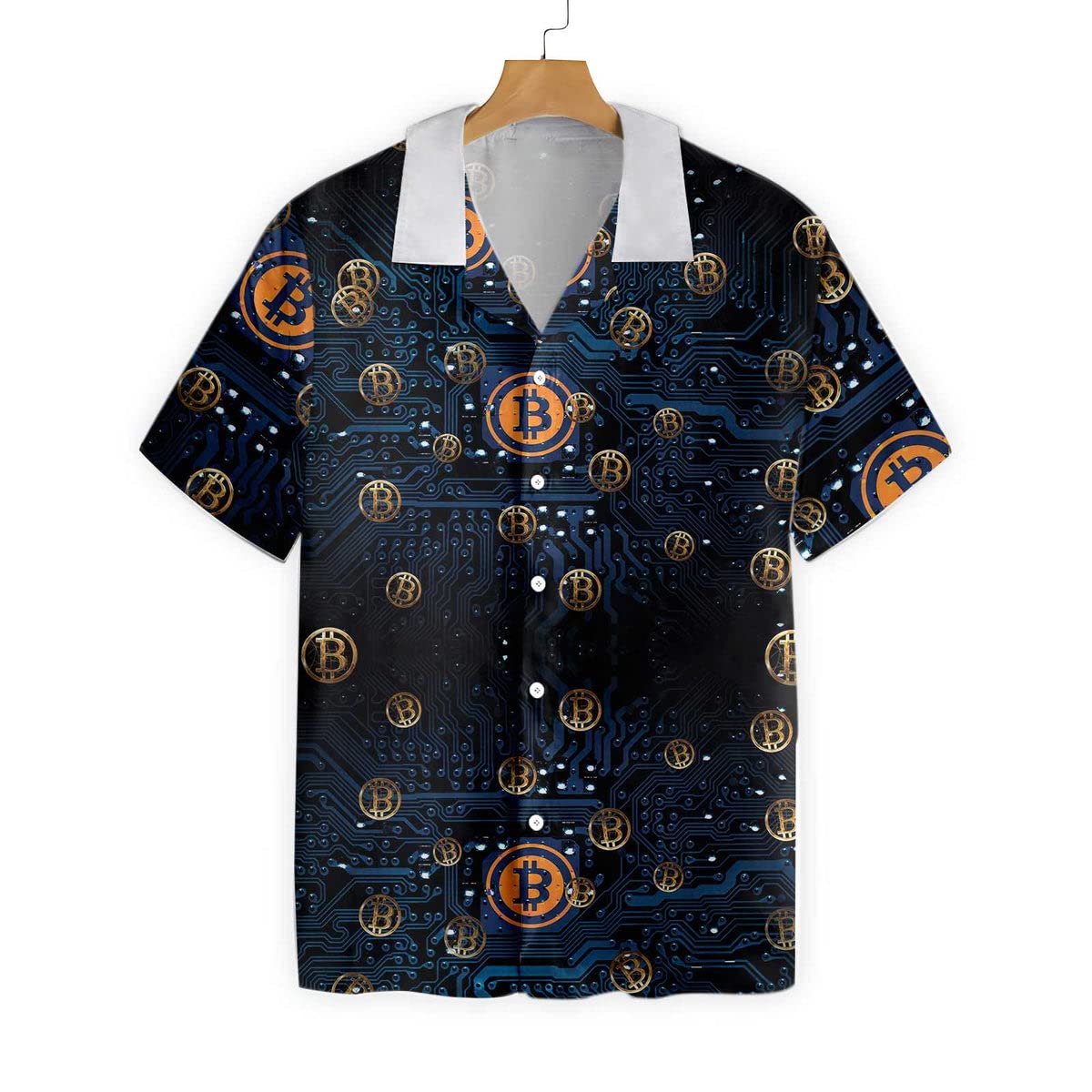 HYPERFAVOR Bitcoin T-Shirts for Men - Casual Short Sleeve Crypto Shirt & Bitcoin Hawaiian Shirt Set of 2 - Perfect for Bitcoin Enthusiasts, Crypto Conferences, and Casual Summer Wear